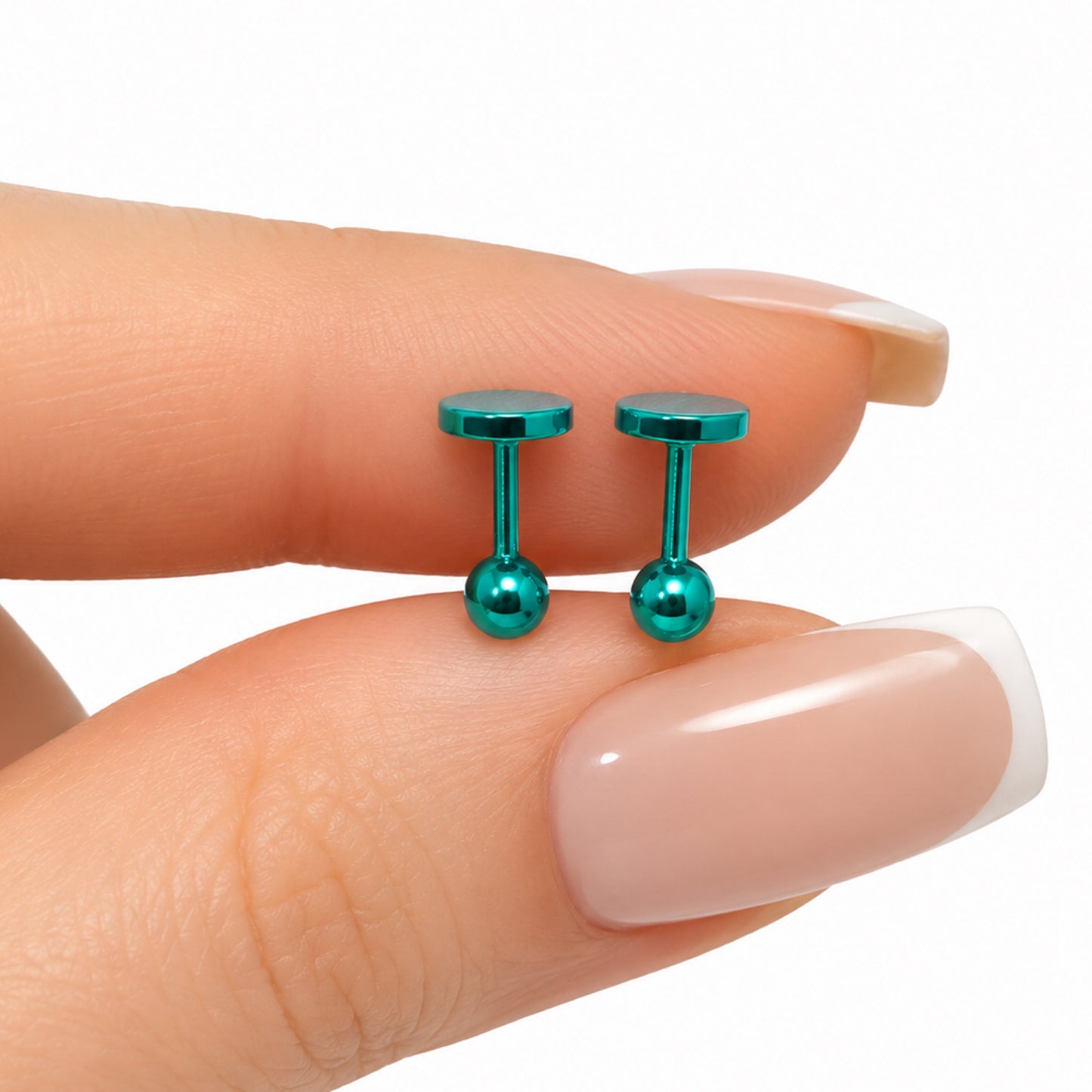 Turquoise Heart Cartilage Stud Earrings – 18G