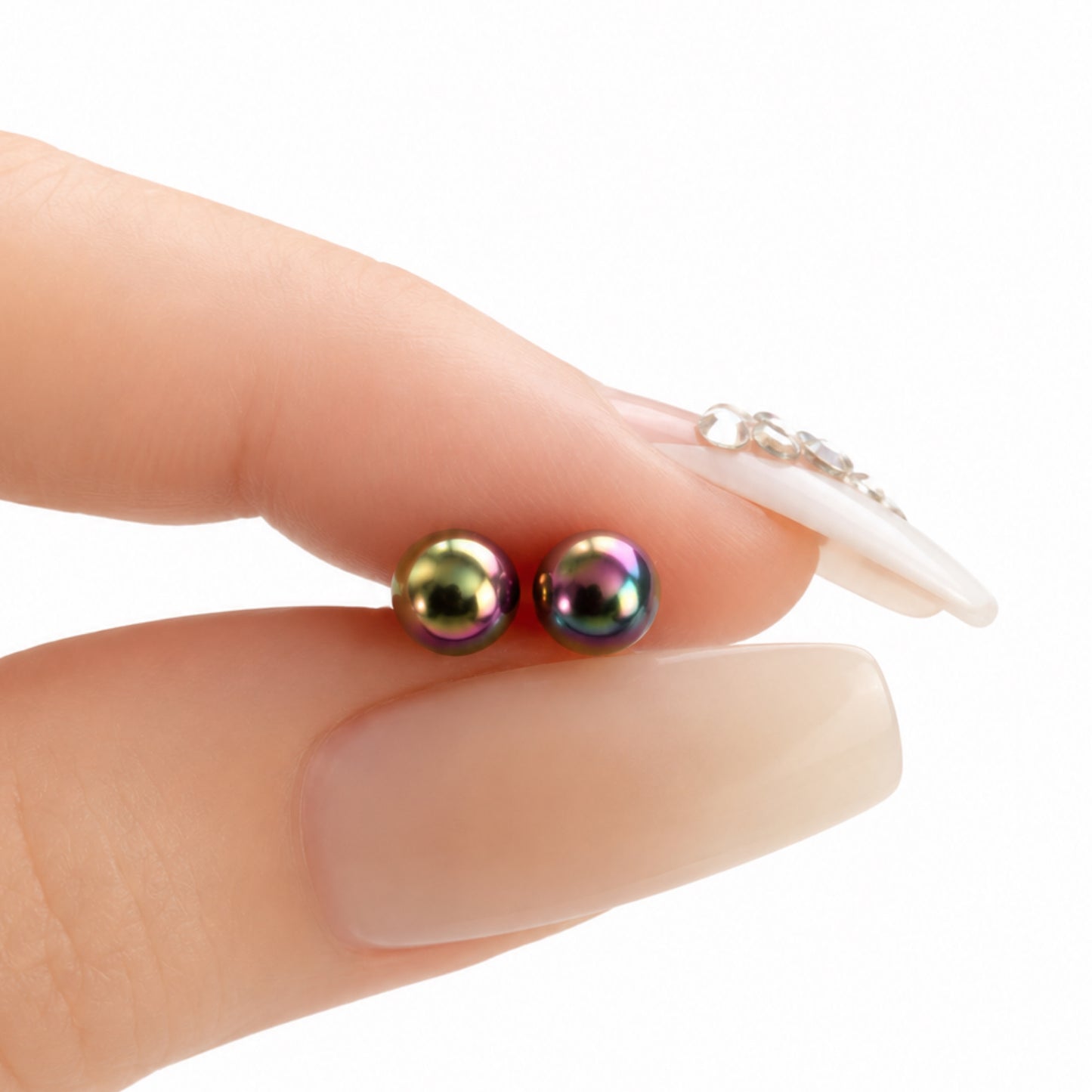 Rainbow Oil Slick Stainless Steel Barbell Earrings 18G 5mm