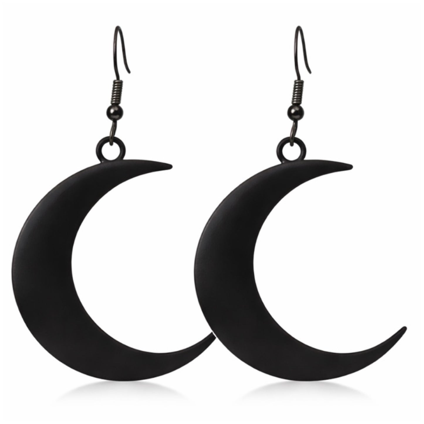 Black Crescent Moon Drop Earrings