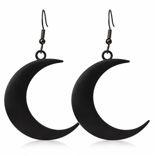 Black Crescent Moon Drop Earrings