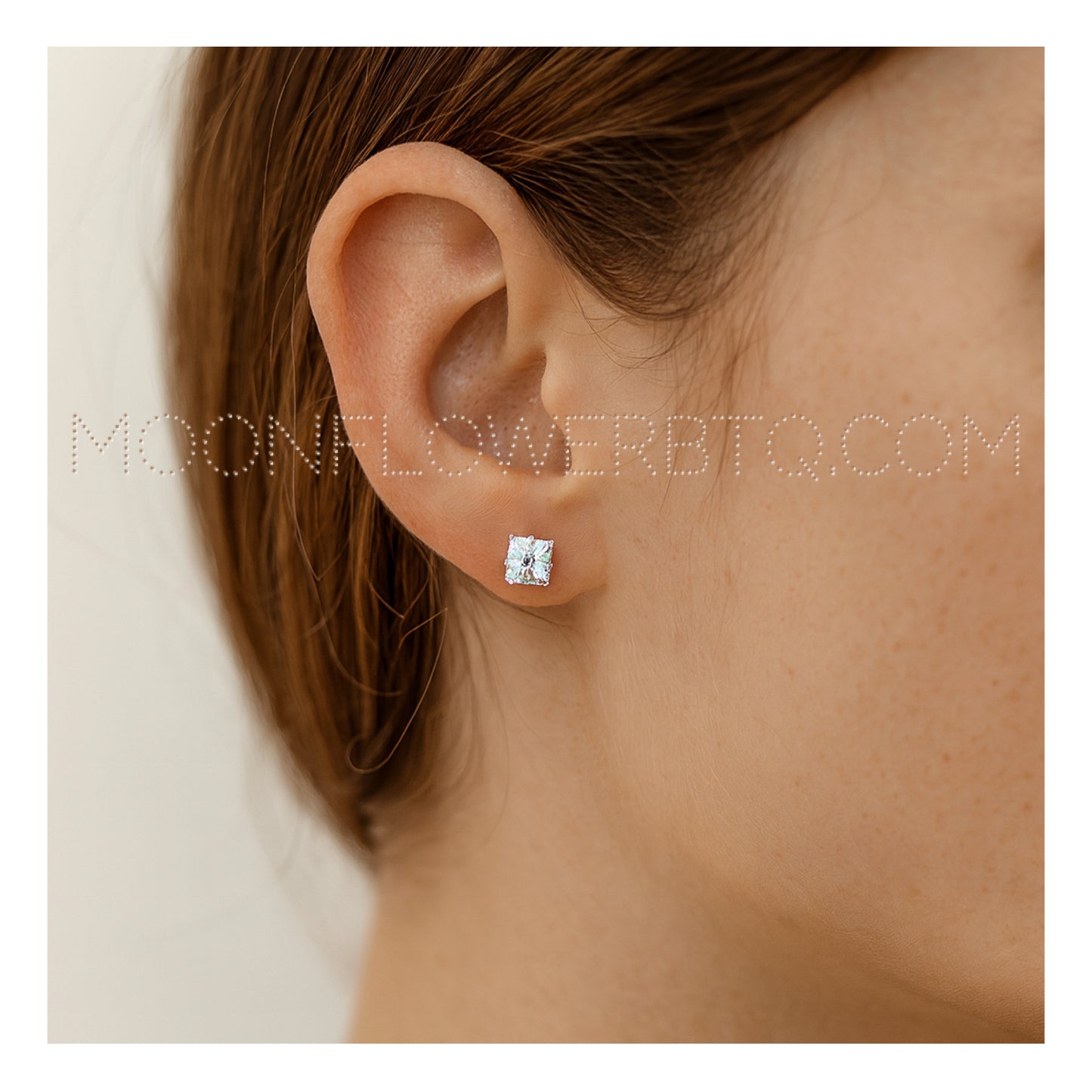 Square CZ Stainless Steel Barbell Earrings – 18G 4.5mm