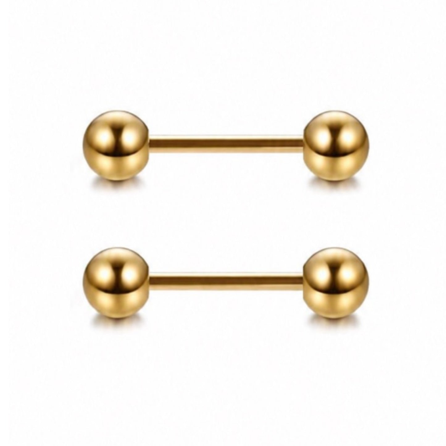 Gold Ball Barbell Cartilage Earrings – 18G 3mm