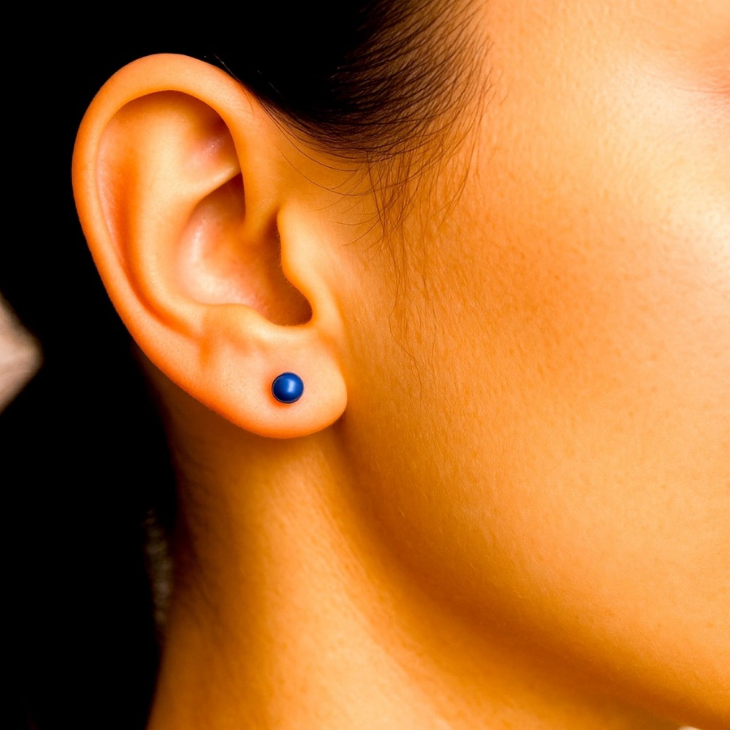Blue Stainless Steel Ball Barbell Stud Earrings 18G