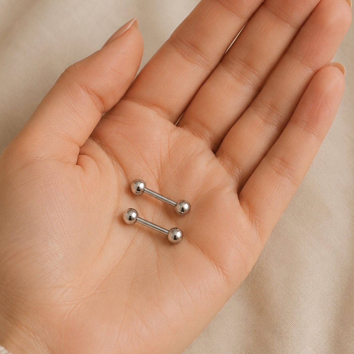 Stainless Steel Ball Barbell Earrings – 18G 4mm