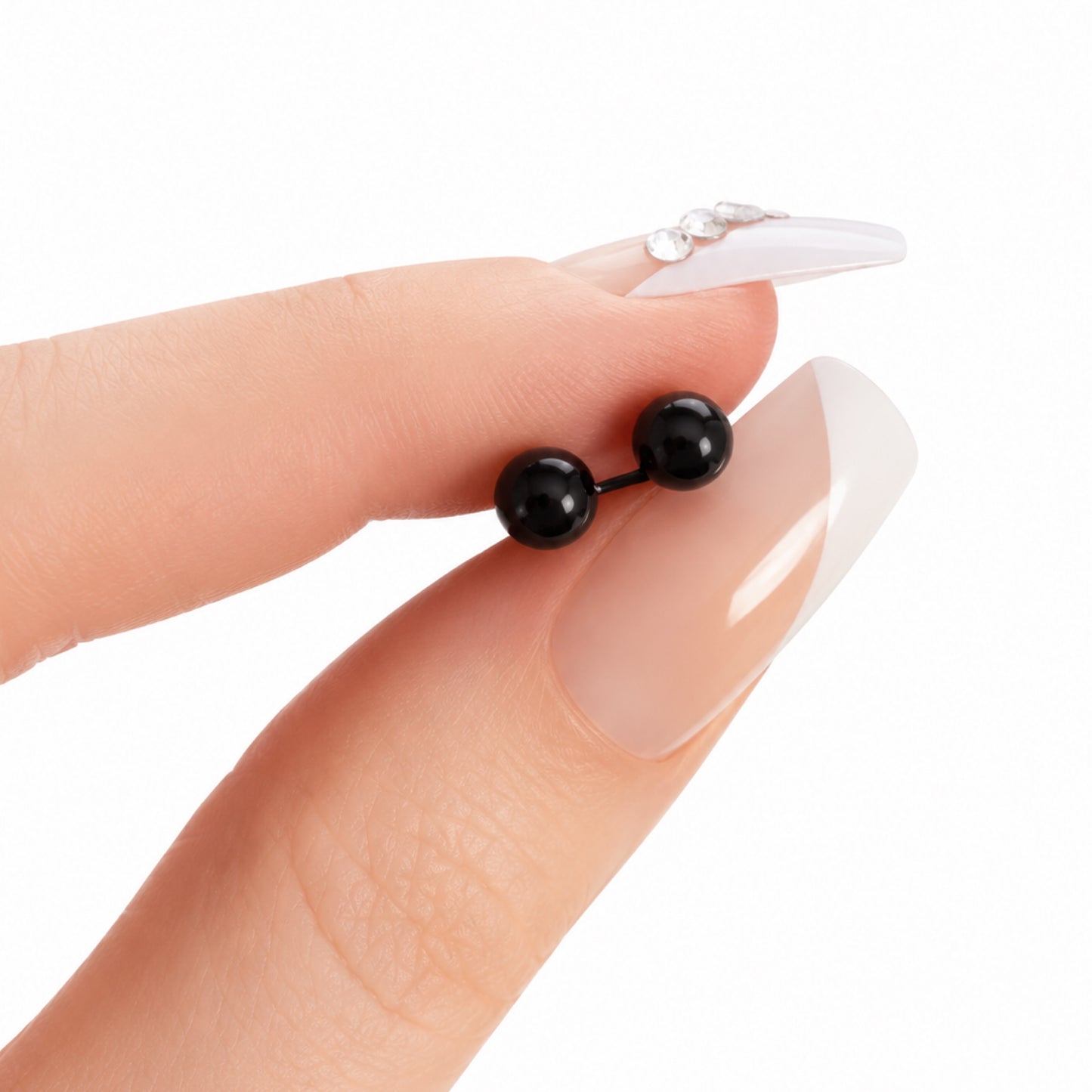 Black Ball Stainless Steel Barbell Earrings – 18G 4mm