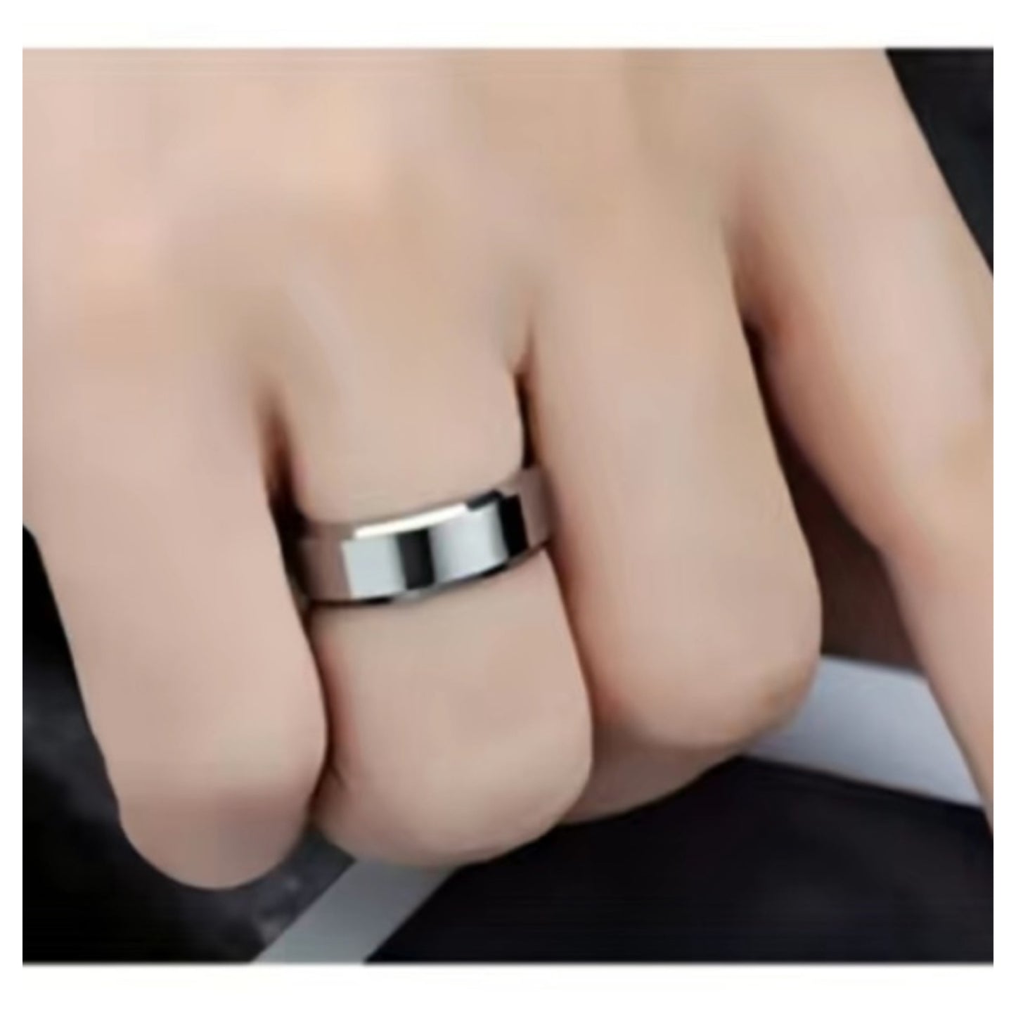 Stainless Steel Ring – 8mm Silver Polished Flat Band Comfort Fit Wedding Engagement Promise Ring
