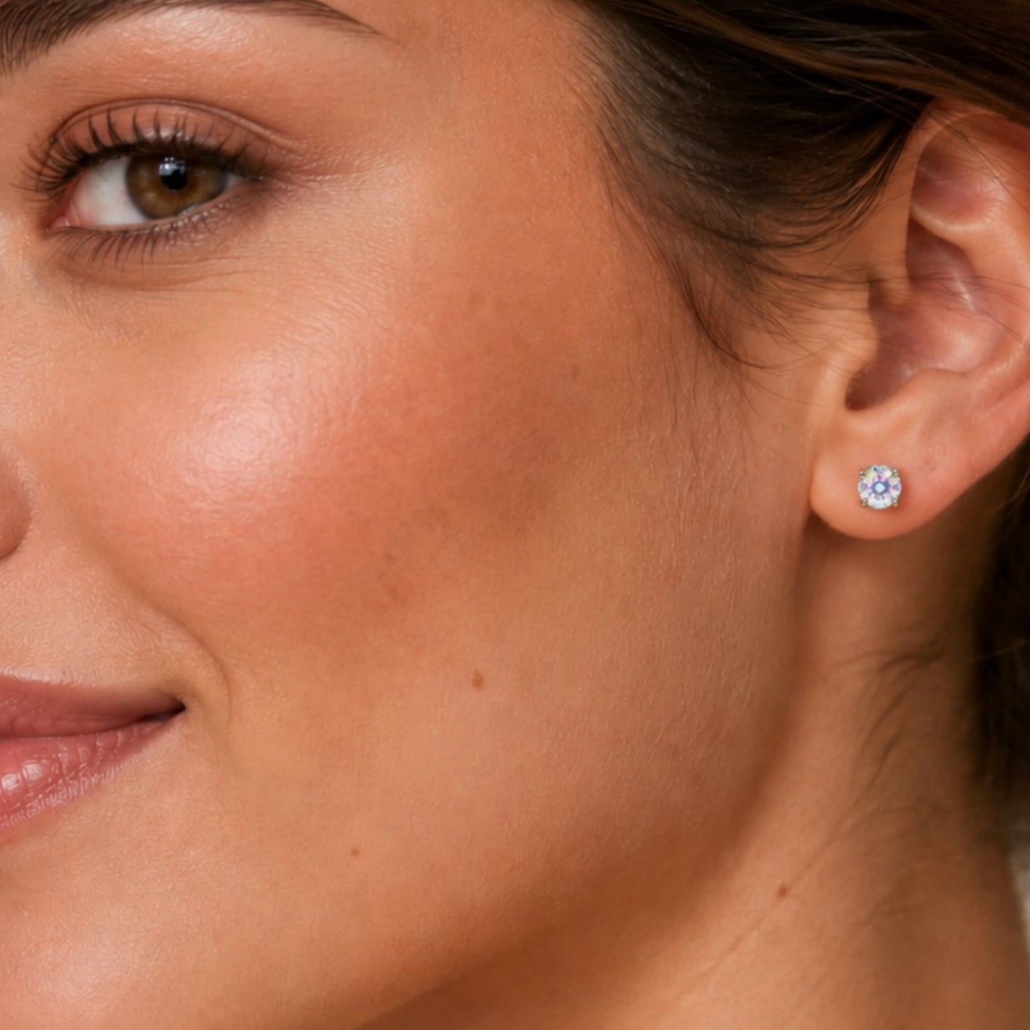 Rainbow Oil Slick Iridescent CZ Earrings 20G 5mm