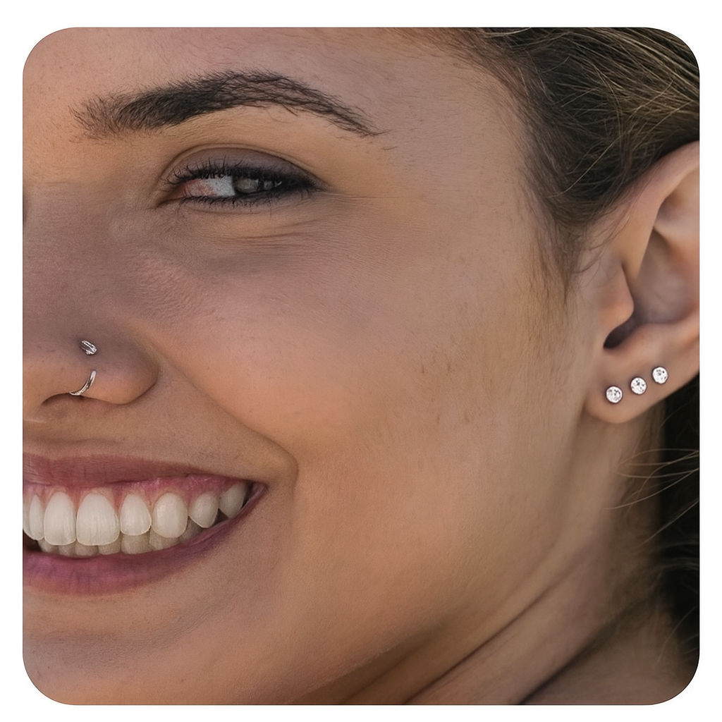 20G Stainless Steel CZ Nose Hoop Ring – Open Hoop Nose Piercing Jewelry