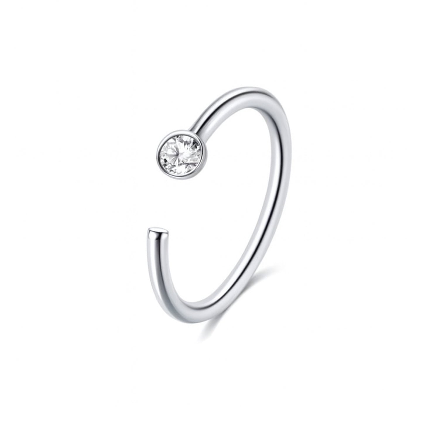 20G Stainless Steel CZ Nose Hoop Ring – Open Hoop Nose Piercing Jewelry