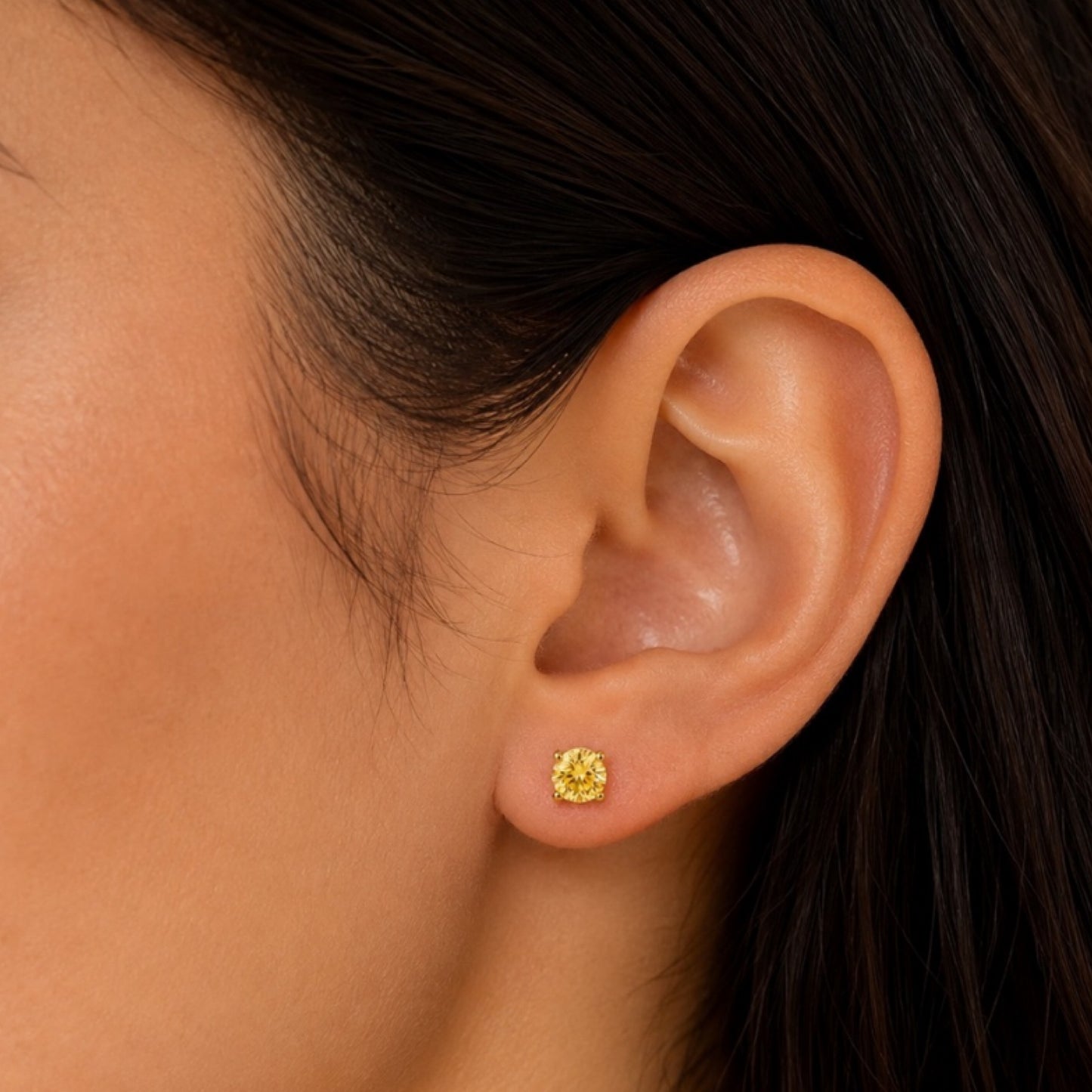 Yellow CZ Gold Barbell Earrings – 20G 3mm