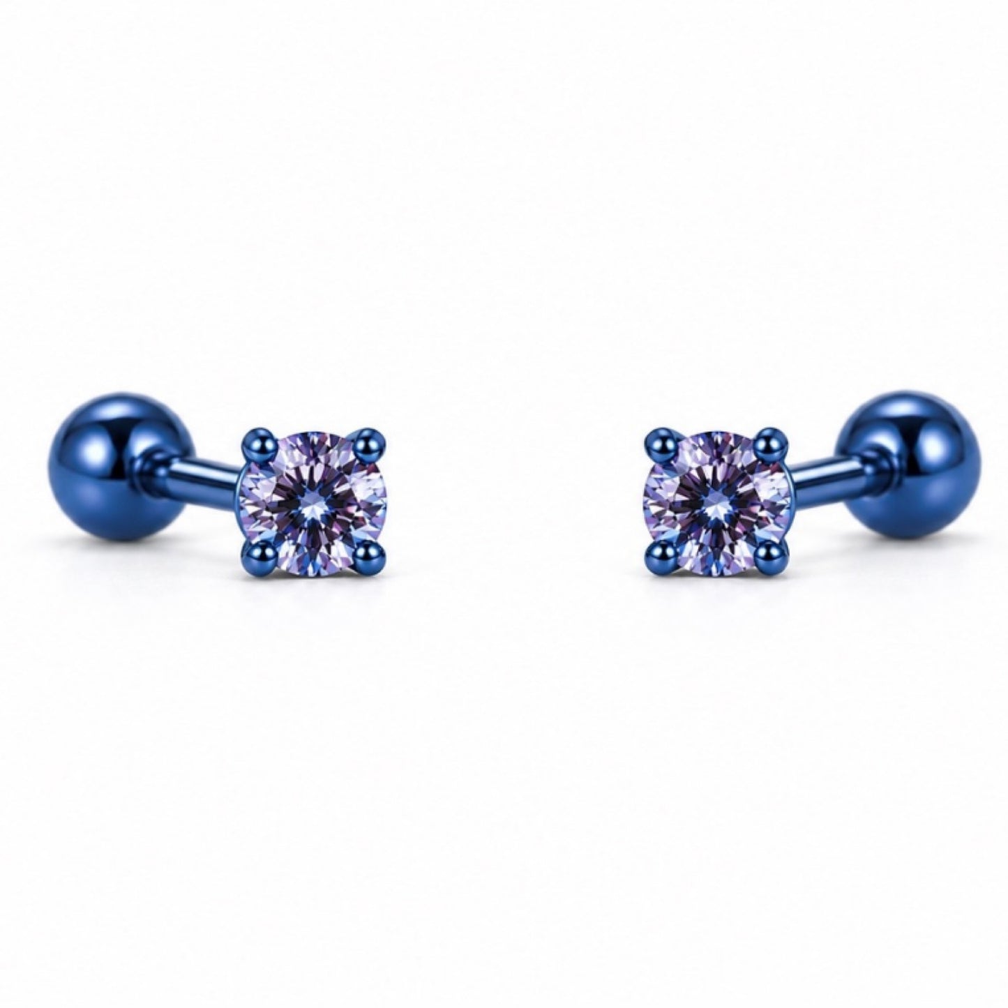 Blue CZ Barbell Earrings – Stainless Steel 20G 2mm