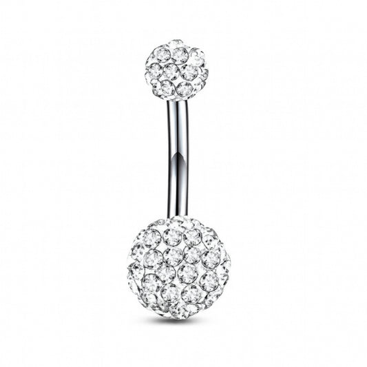 14G Crystal Pave Belly Button Ring – Curved Barbell Navel Piercing Jewelry