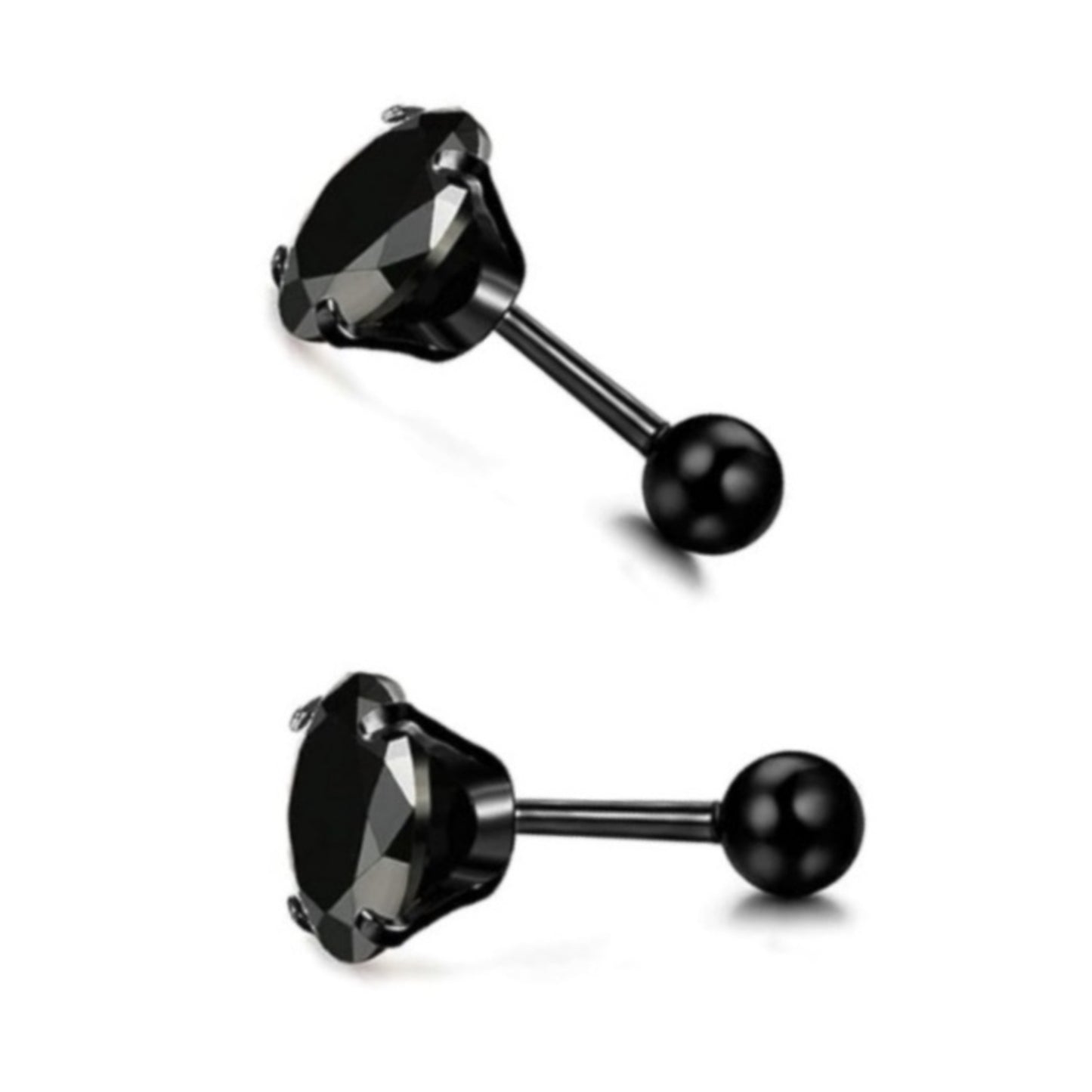 Black CZ Barbell Earrings - 20G 5mm