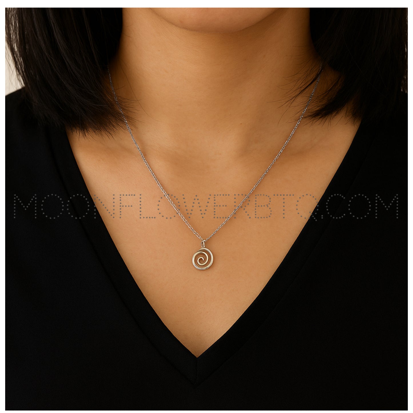 Silver Spiral Pendant Necklace | 18” Stainless Steel Chain