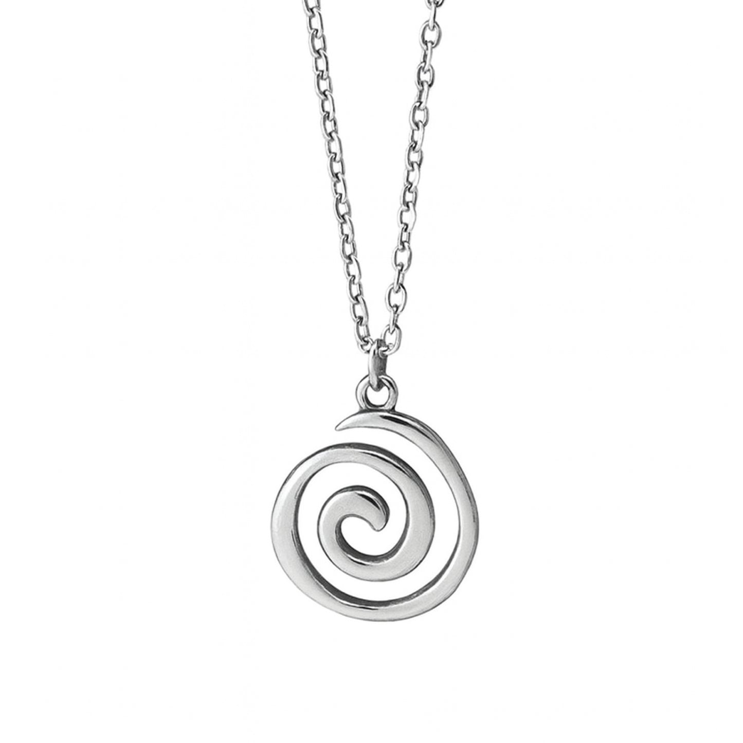 Silver Spiral Pendant Necklace | 18” Stainless Steel Chain