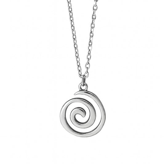 Silver Spiral Pendant Necklace | 18” Stainless Steel Chain