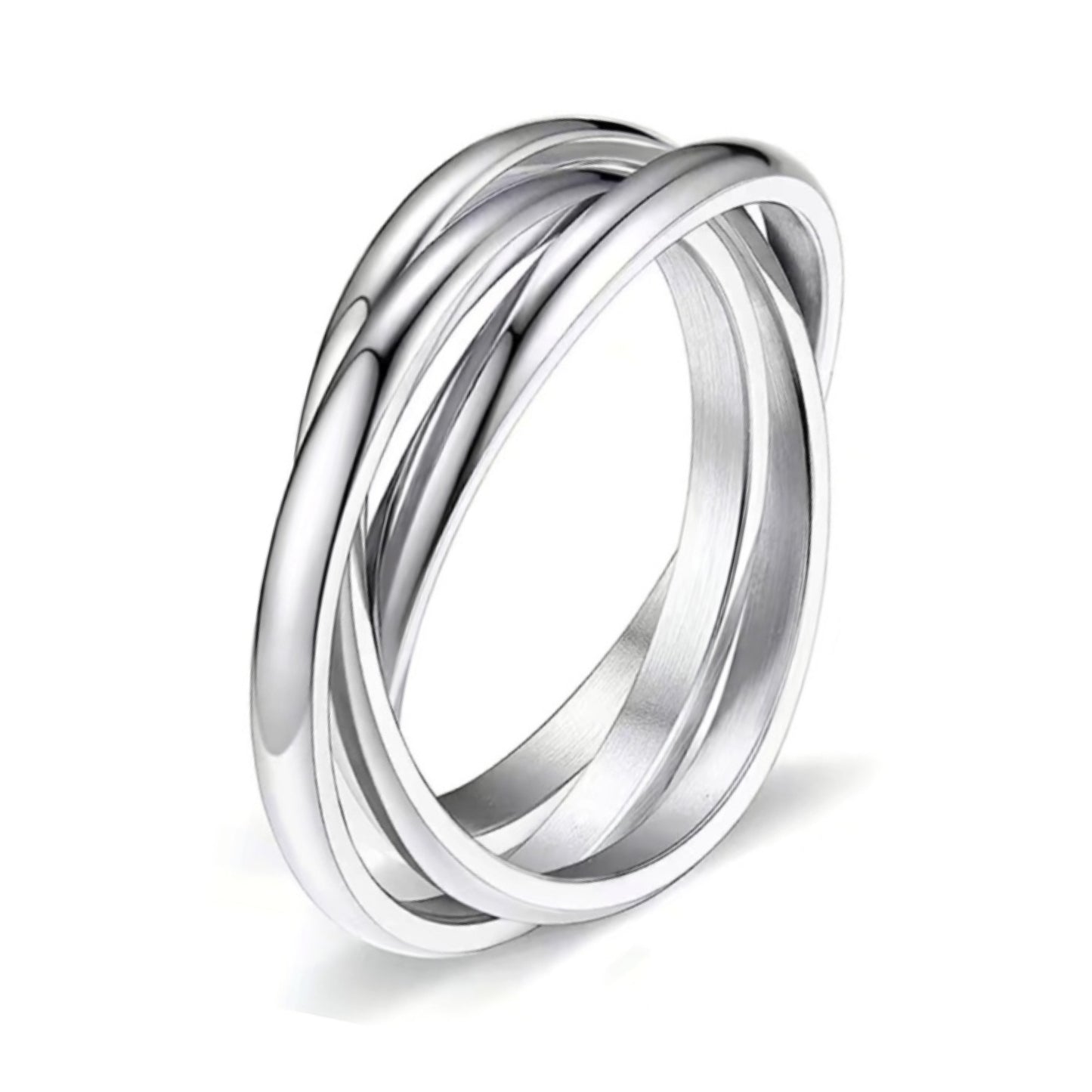 Women’s Stainless Steel Trinity Fidget Ring | Interlocking Rolling Bands