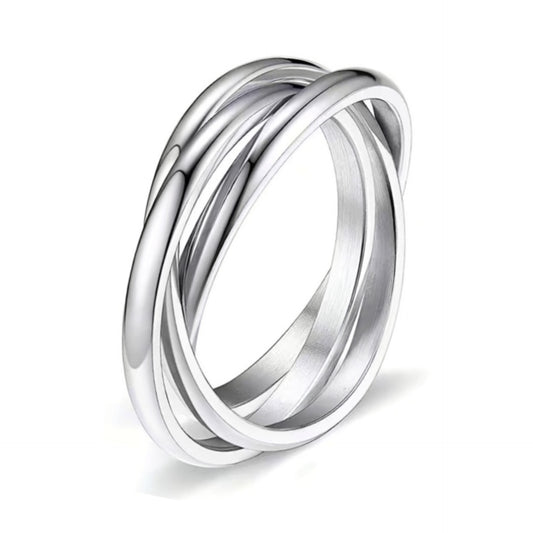 Women’s Stainless Steel Trinity Fidget Ring | Interlocking Rolling Bands