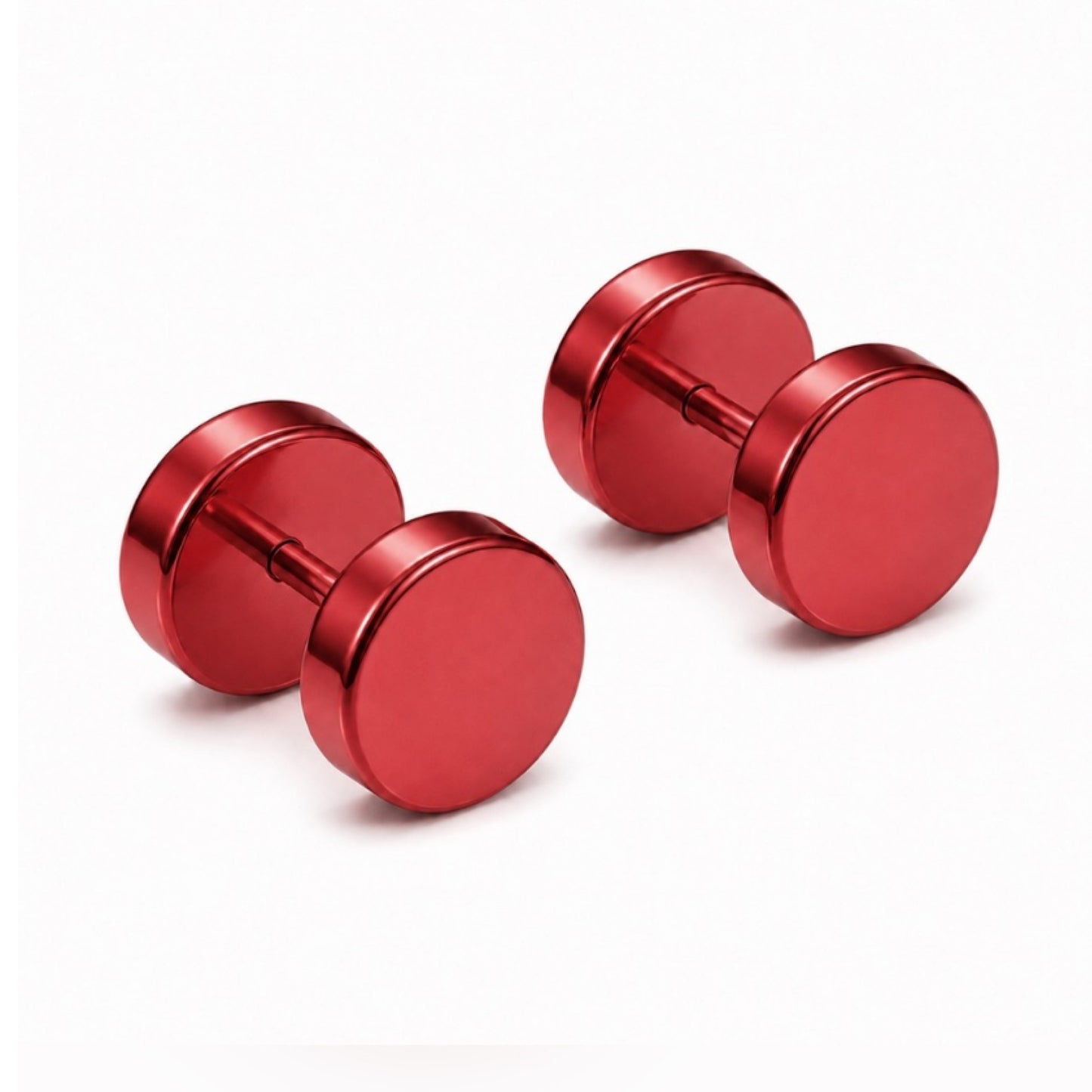 Red Faux Gauges Fake Plug Stud Earrings – 20G 6mm