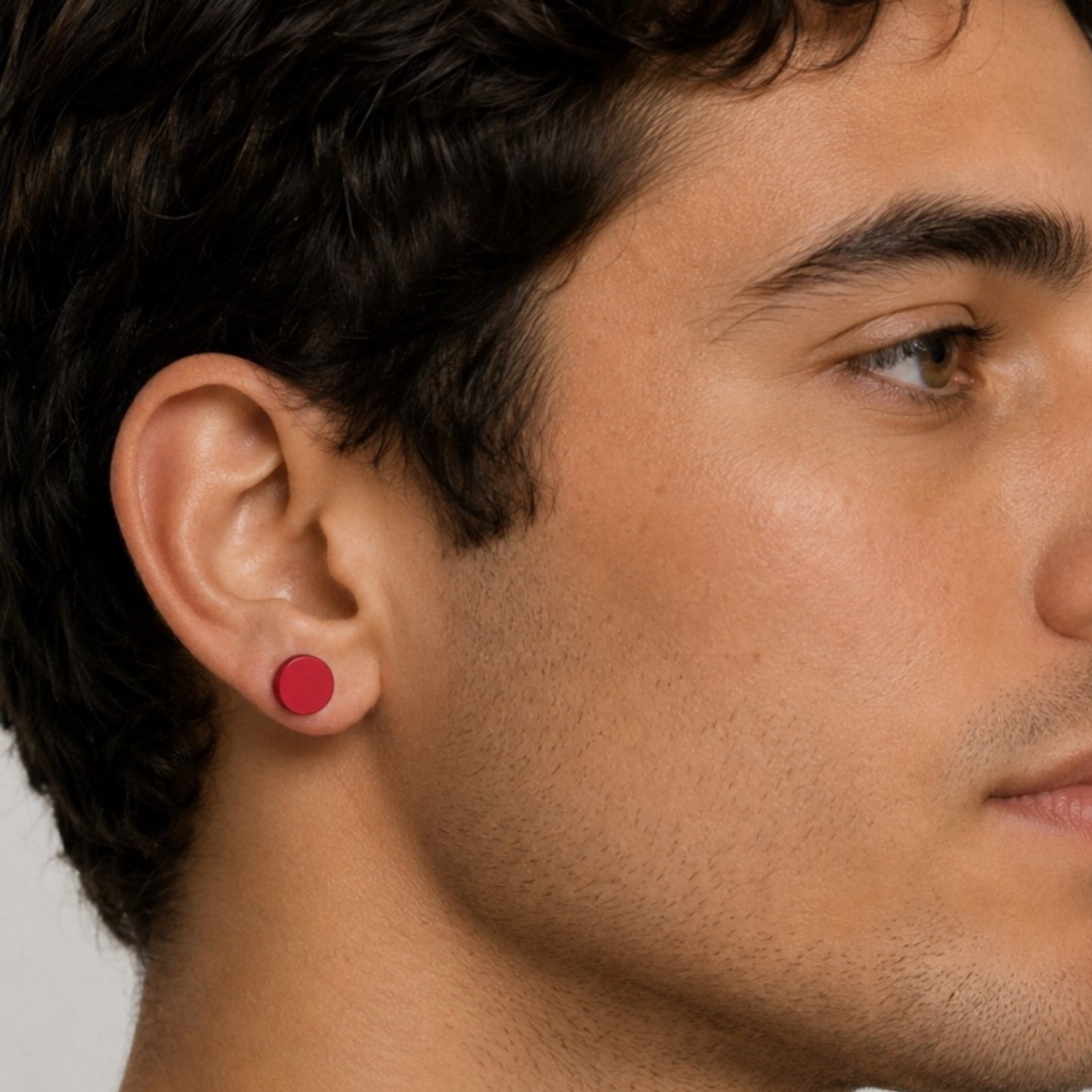 Red Faux Gauges Fake Plug Stud Earrings – 20G 6mm