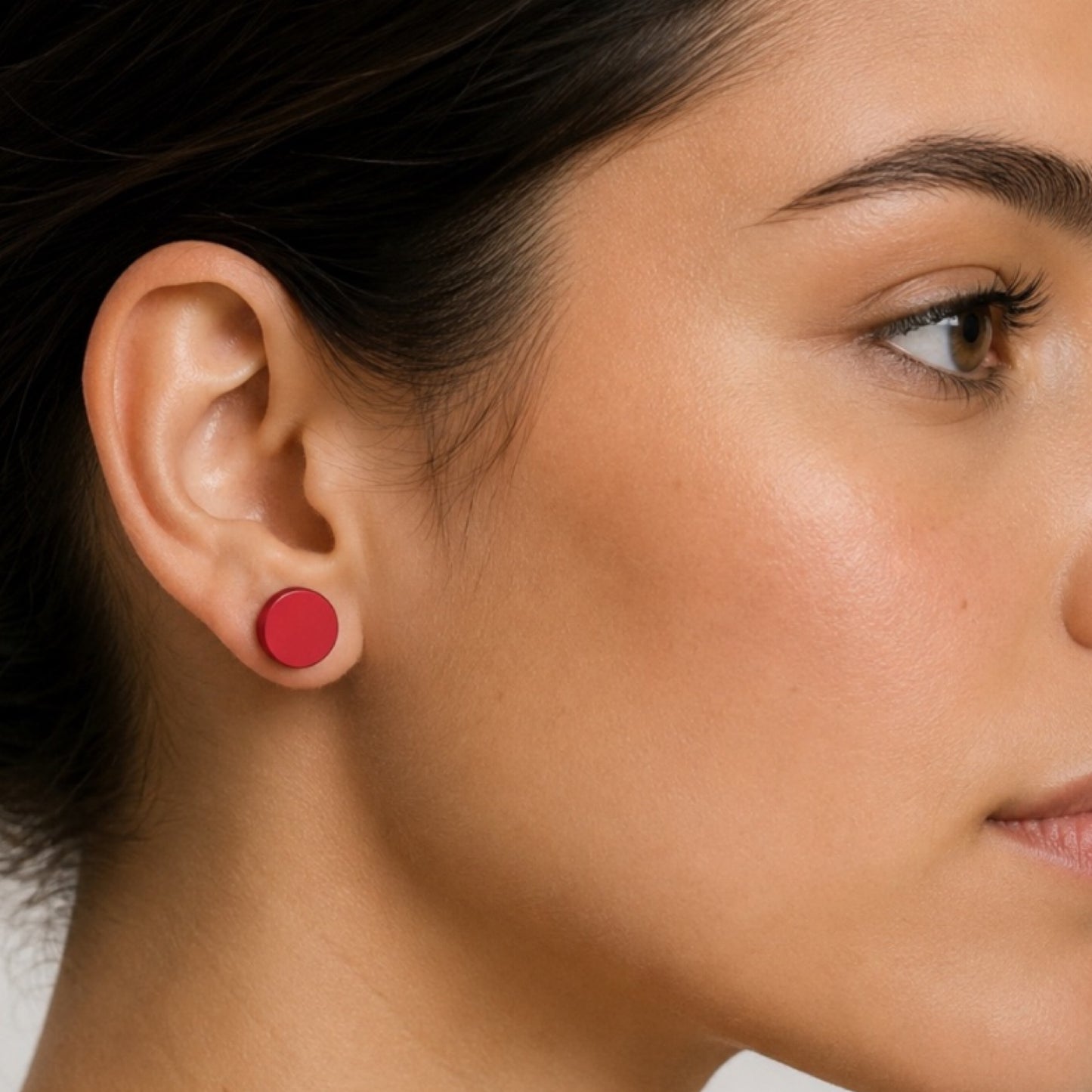 Red Faux Gauges Fake Plug Stud Earrings – 20G 6mm
