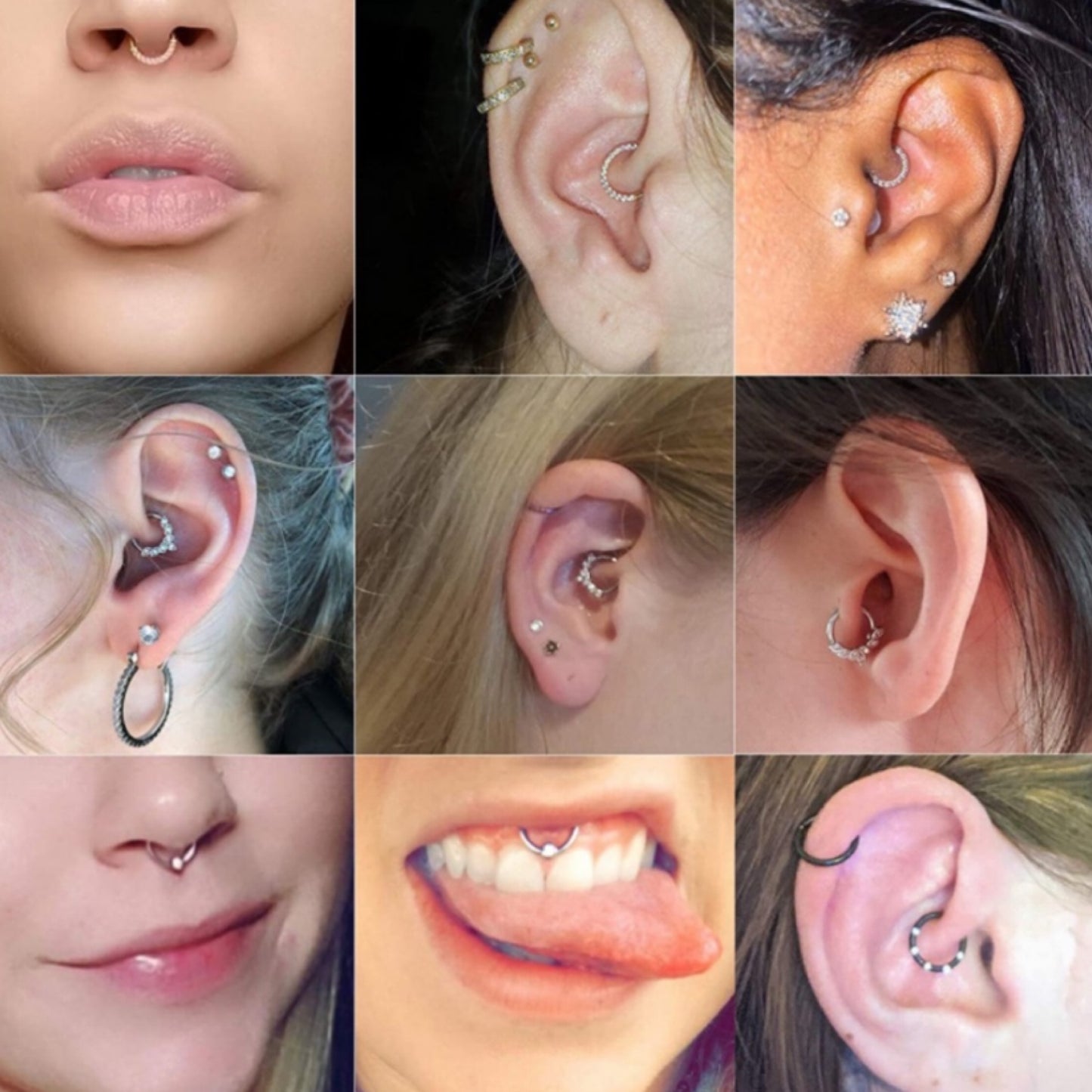 Triple CZ Clicker Hoop Ring – 16G 10mm Stainless Steel Septum Daith Helix Piercing