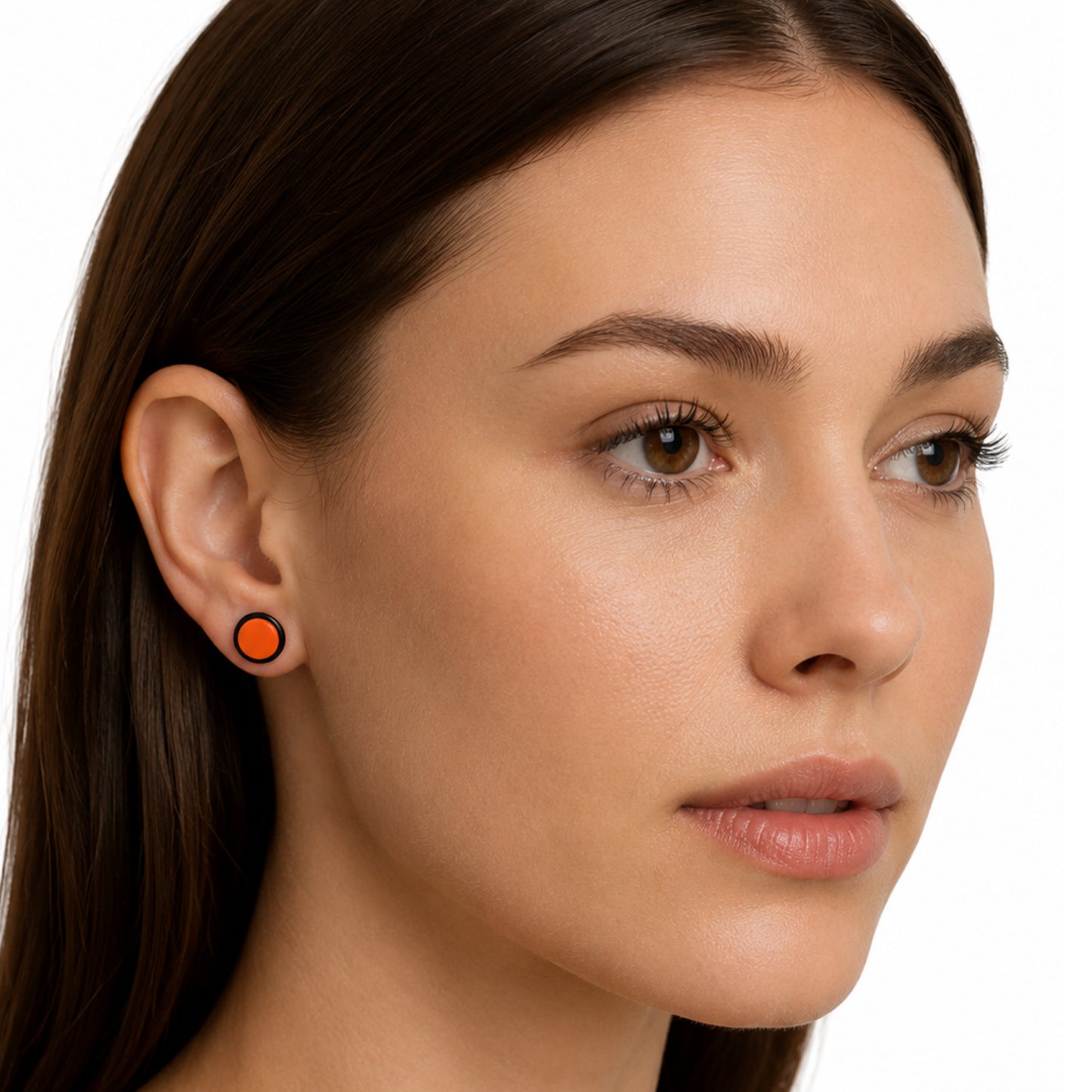 Orange Black Faux Gauge Earrings Fake Plug Studs 18G 6mm