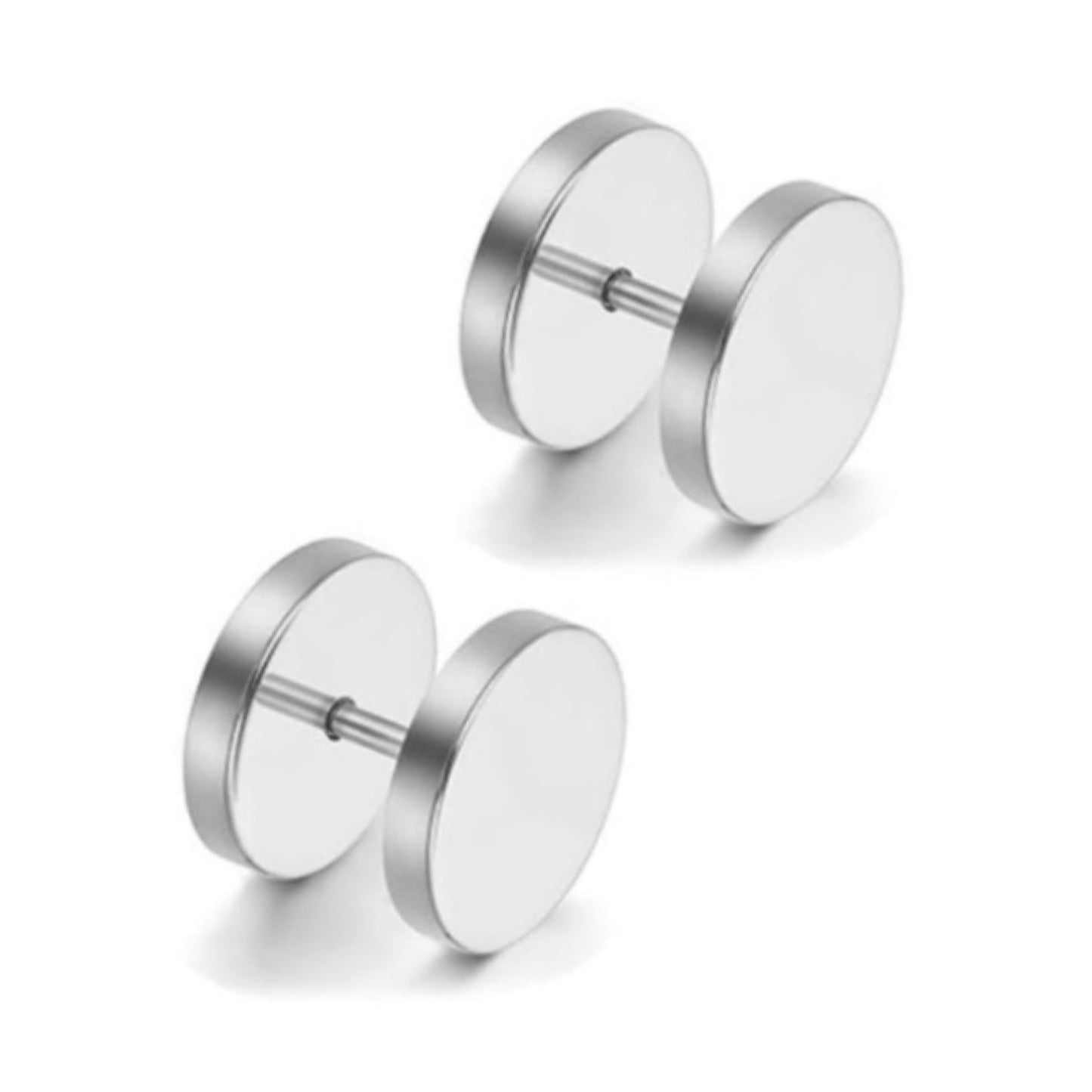 Silver Faux Plug Fake Gauges Stud Earrings – 18G 10mm