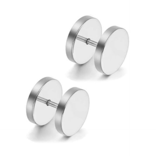 Silver Faux Plug Fake Gauges Stud Earrings – 18G 10mm