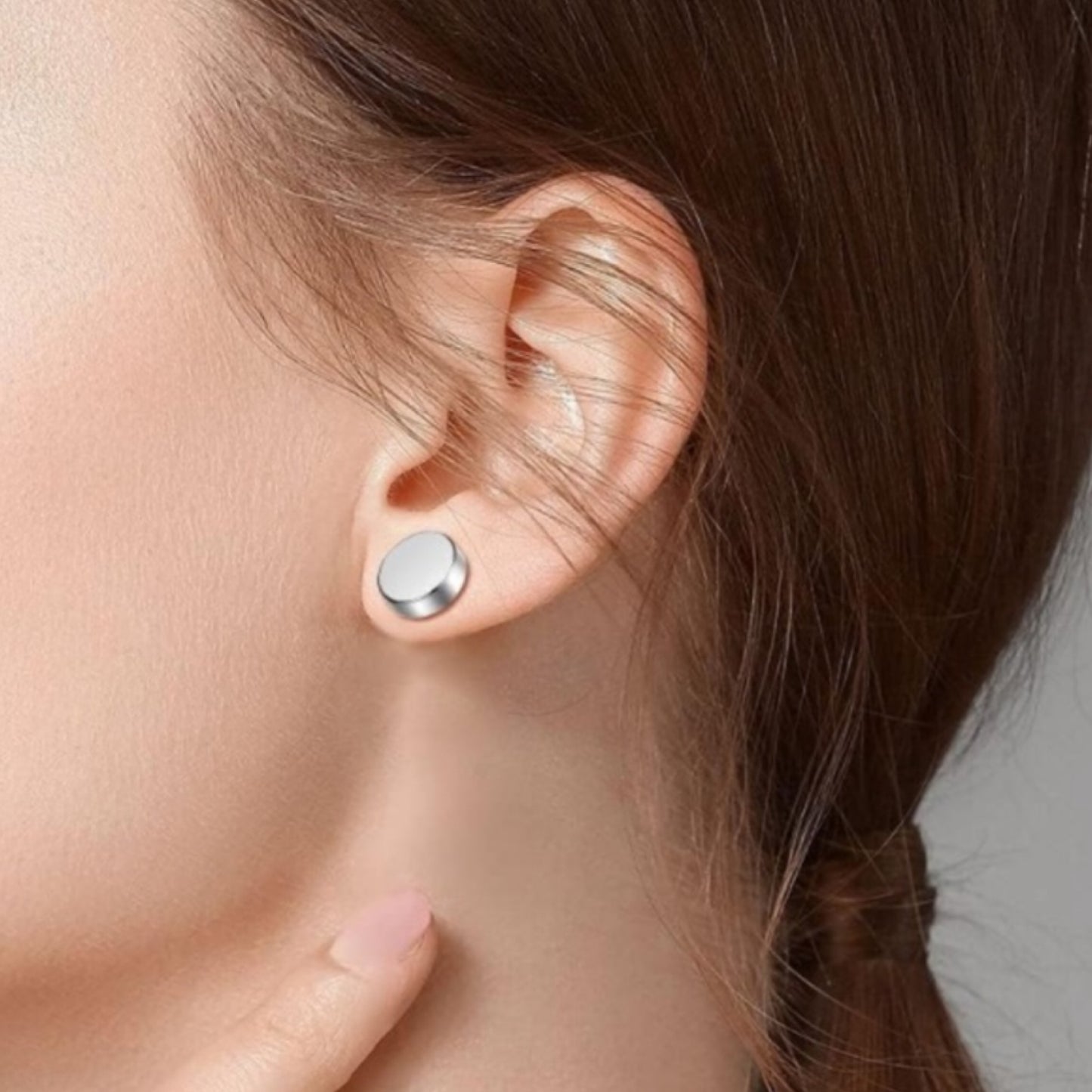 Silver Faux Plug Fake Gauges Stud Earrings – 18G 10mm