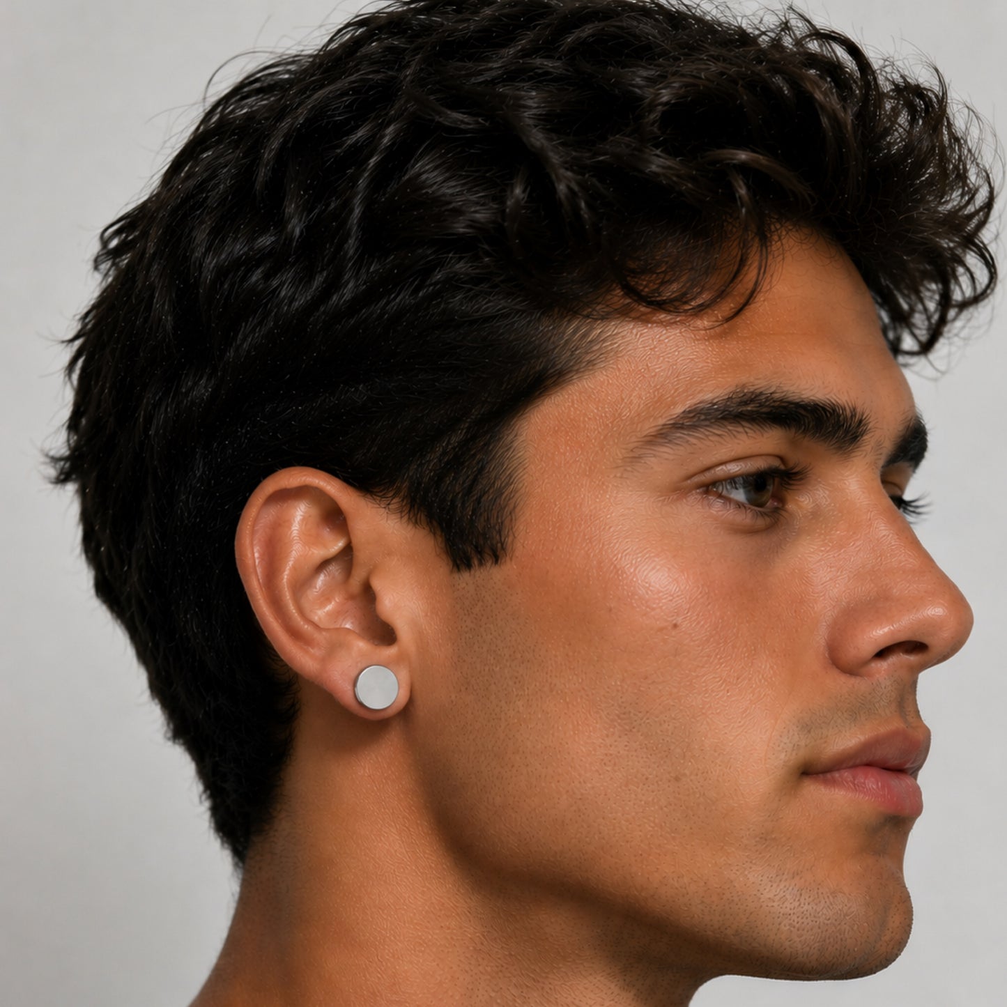 Silver Faux Plug Fake Gauges Stud Earrings – 18G 10mm