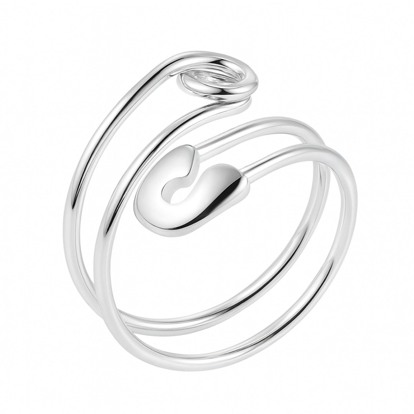 Stainless Steel Safety Pin Ring | Adjustable Hypoallergenic Jewelry