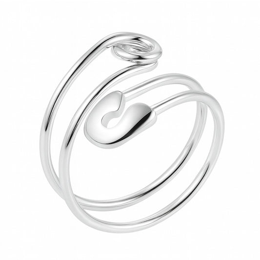 Stainless Steel Safety Pin Ring | Adjustable Hypoallergenic Jewelry