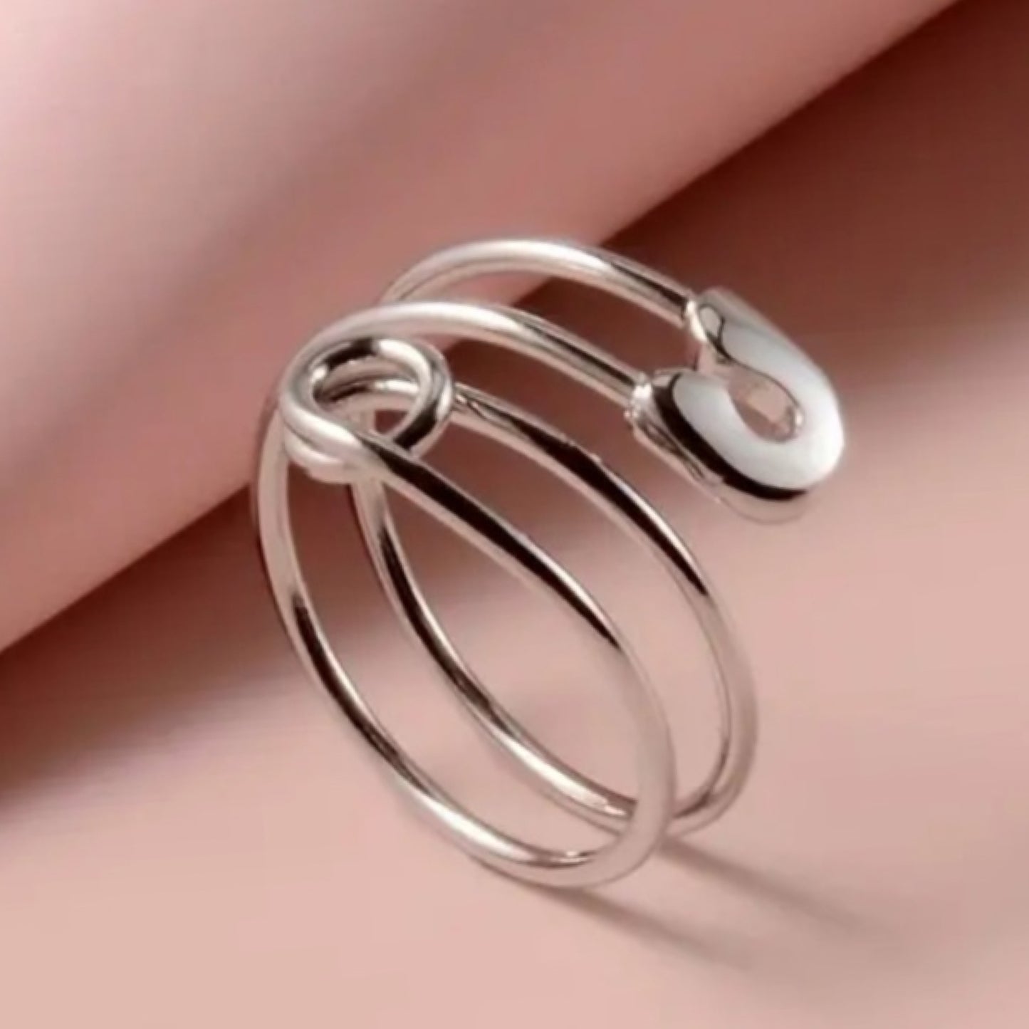 Stainless Steel Safety Pin Ring | Adjustable Hypoallergenic Jewelry