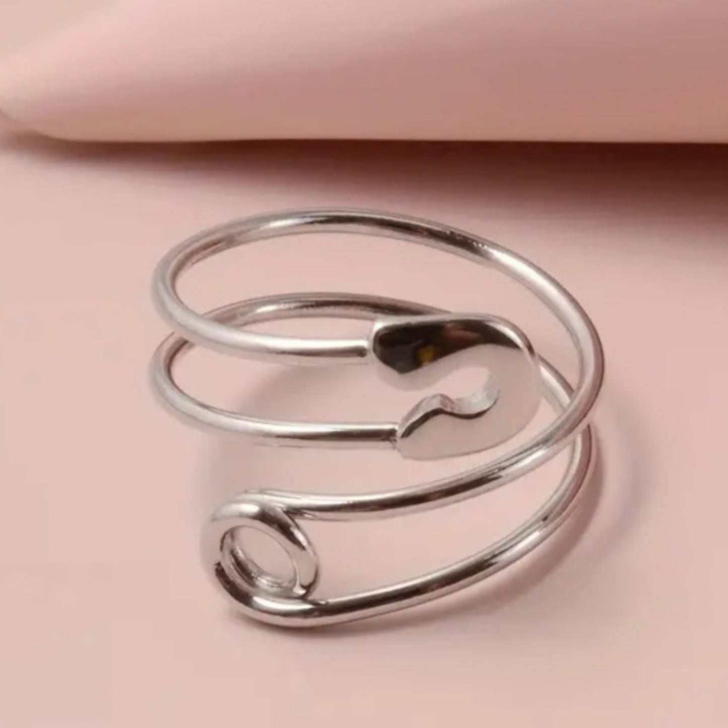 Stainless Steel Safety Pin Ring | Adjustable Hypoallergenic Jewelry