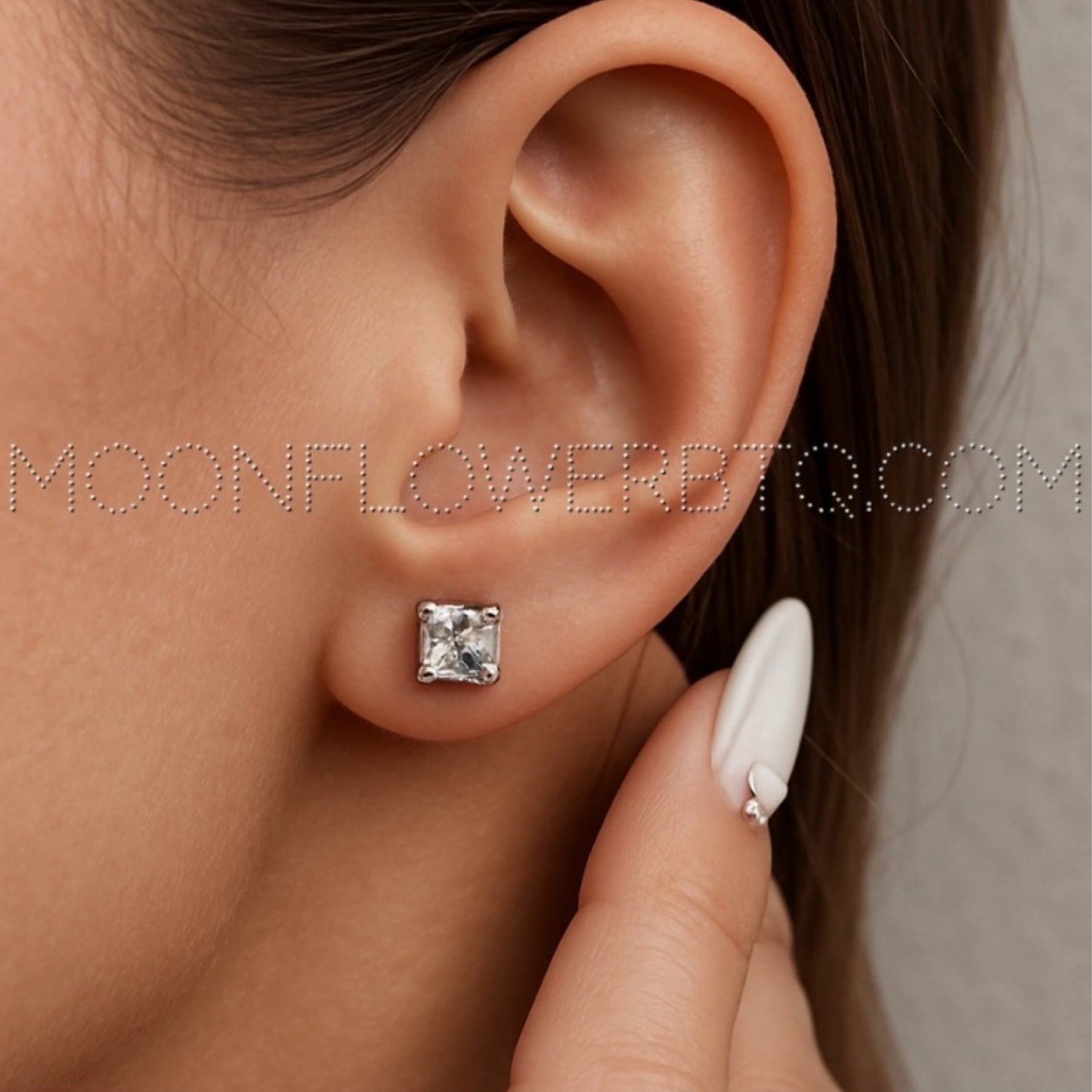 4mm Square Clear CZ Stud Earrings | Hypoallergenic Stainless Steel Women’s