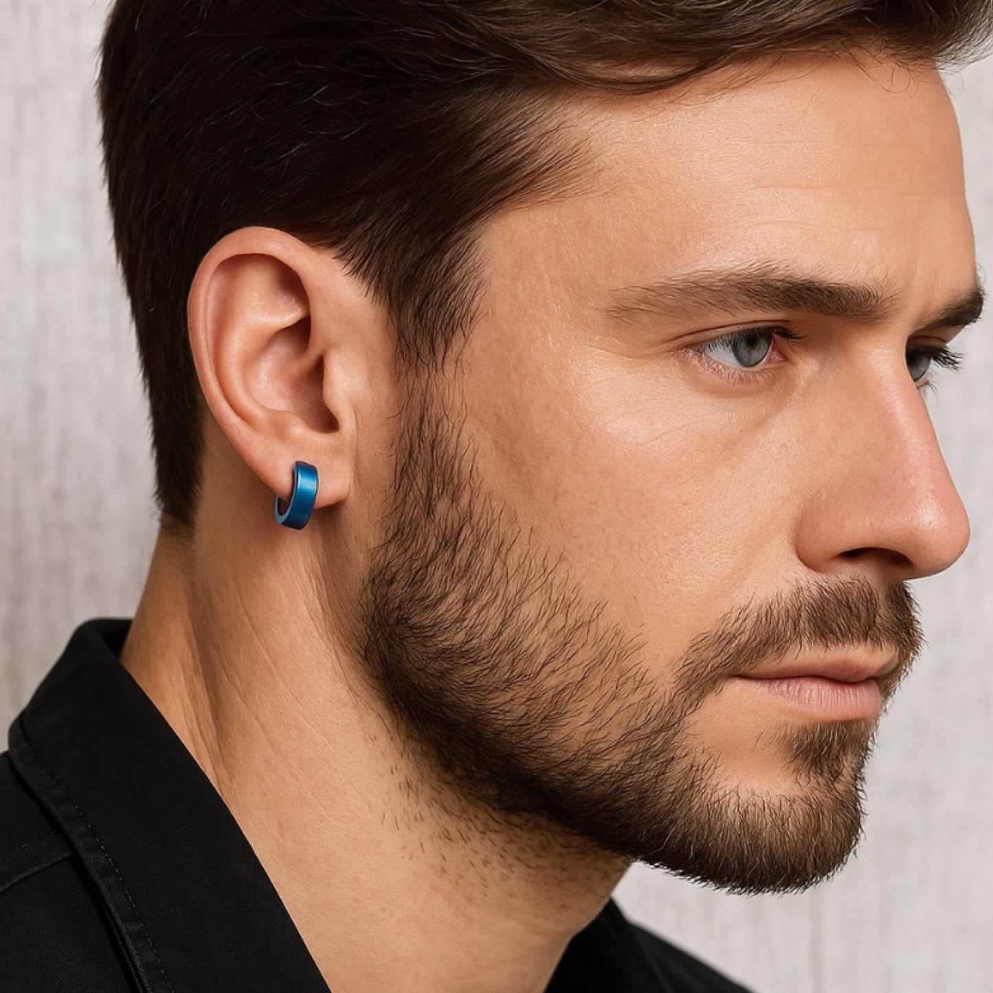 Blue Stainless Steel Huggie Hoop Earrings – 18G 8mm