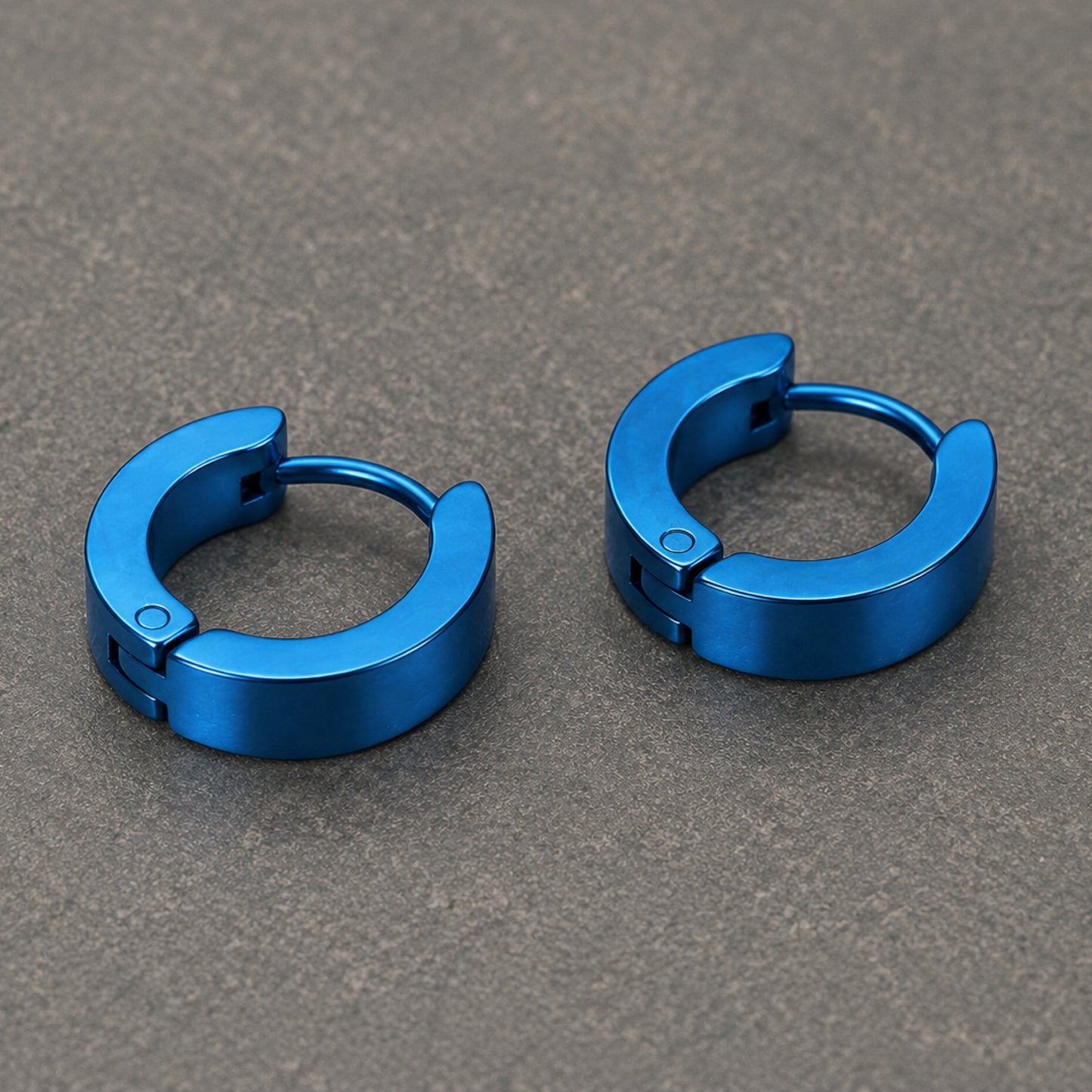 Blue Stainless Steel Huggie Hoop Earrings – 18G 8mm