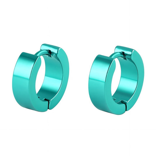 Turquoise Stainless Steel Huggie Hoop Earrings – 18G 8mm