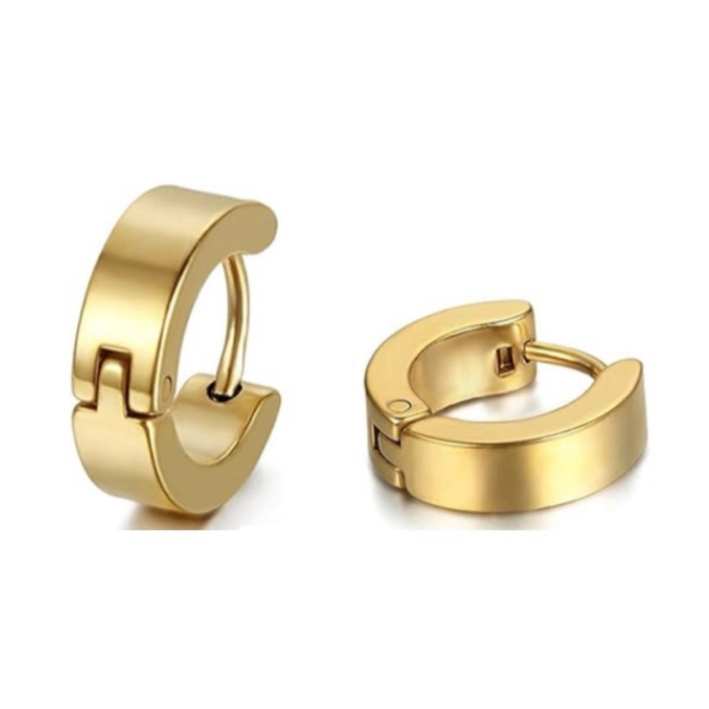 Gold Stainless Steel Huggie Hoop Earrings
