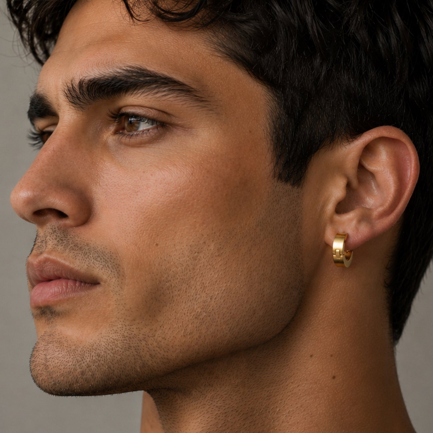 Gold Stainless Steel Huggie Hoop Earrings