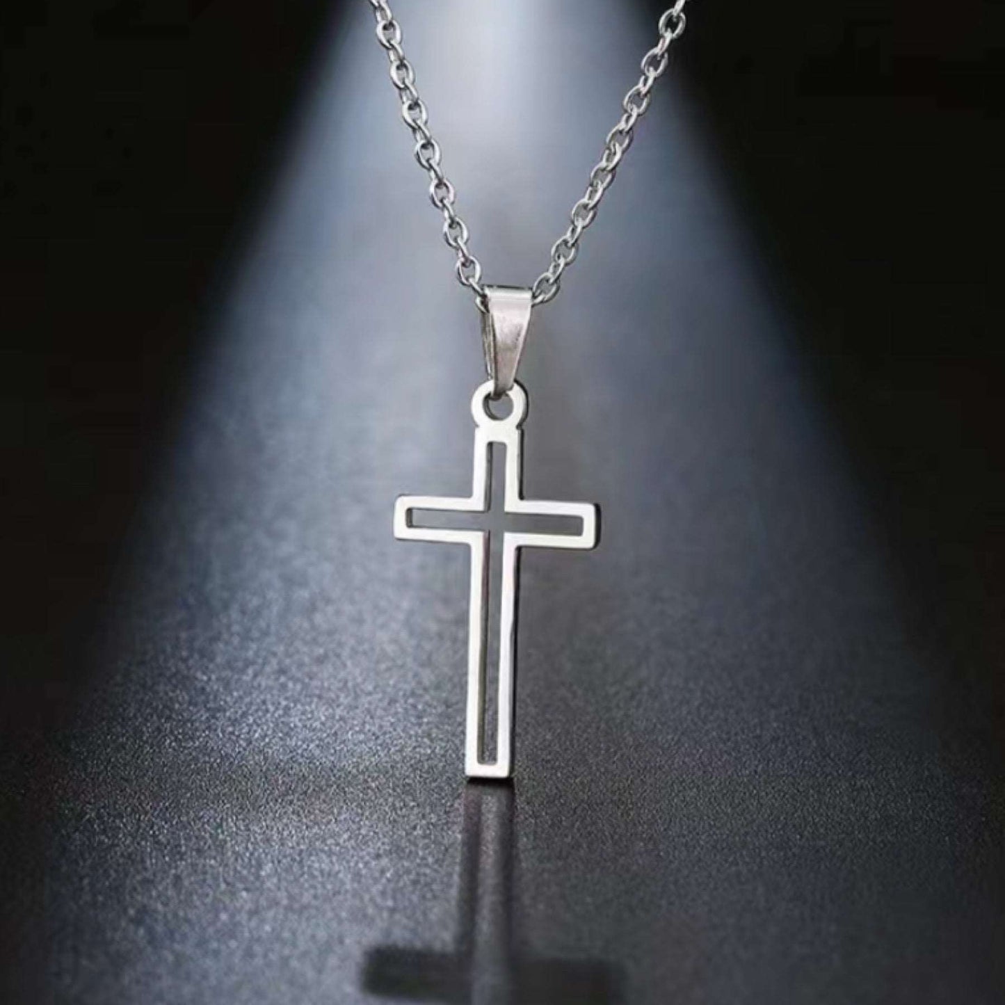 Silver Dainty Cut out Cross Necklace