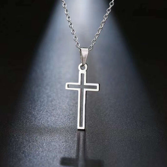 Silver Dainty Cut out Cross Necklace