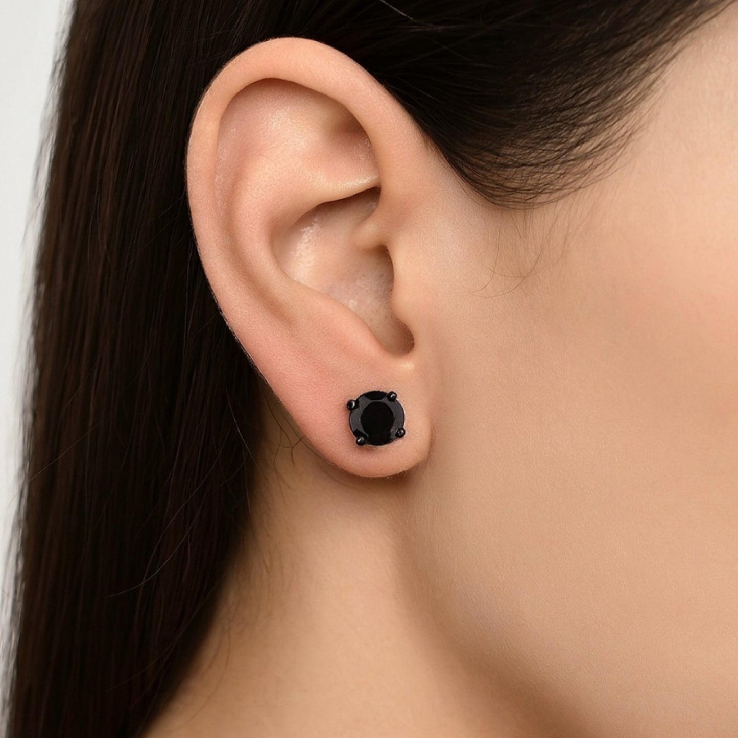 Black CZ Flat Back Stud Earrings – 18G 5mm