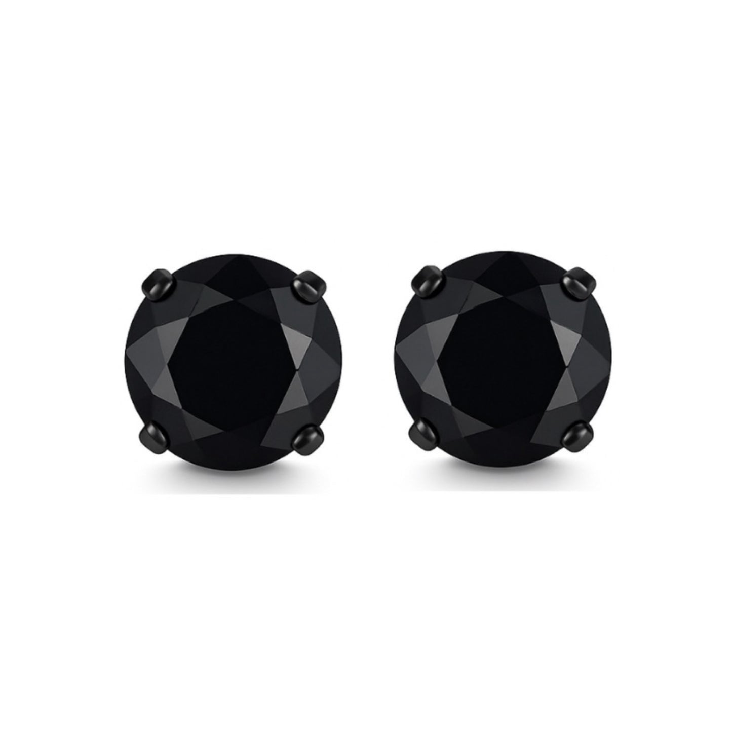 Black CZ Flat Back Stud Earrings – 18G 5mm