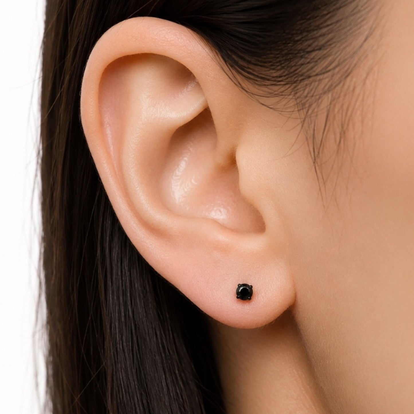 Black CZ Flat Back Stud Earrings – 20G 3mm