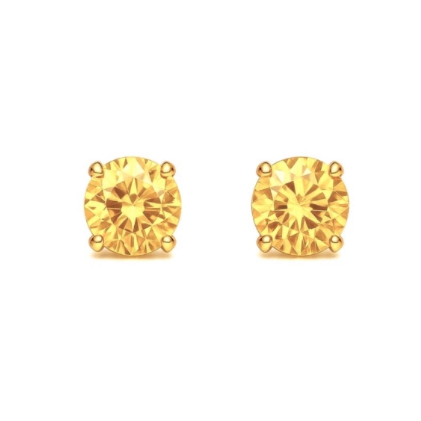 Yellow CZ Flat Back Stud Earrings Gold - 20G 5mm