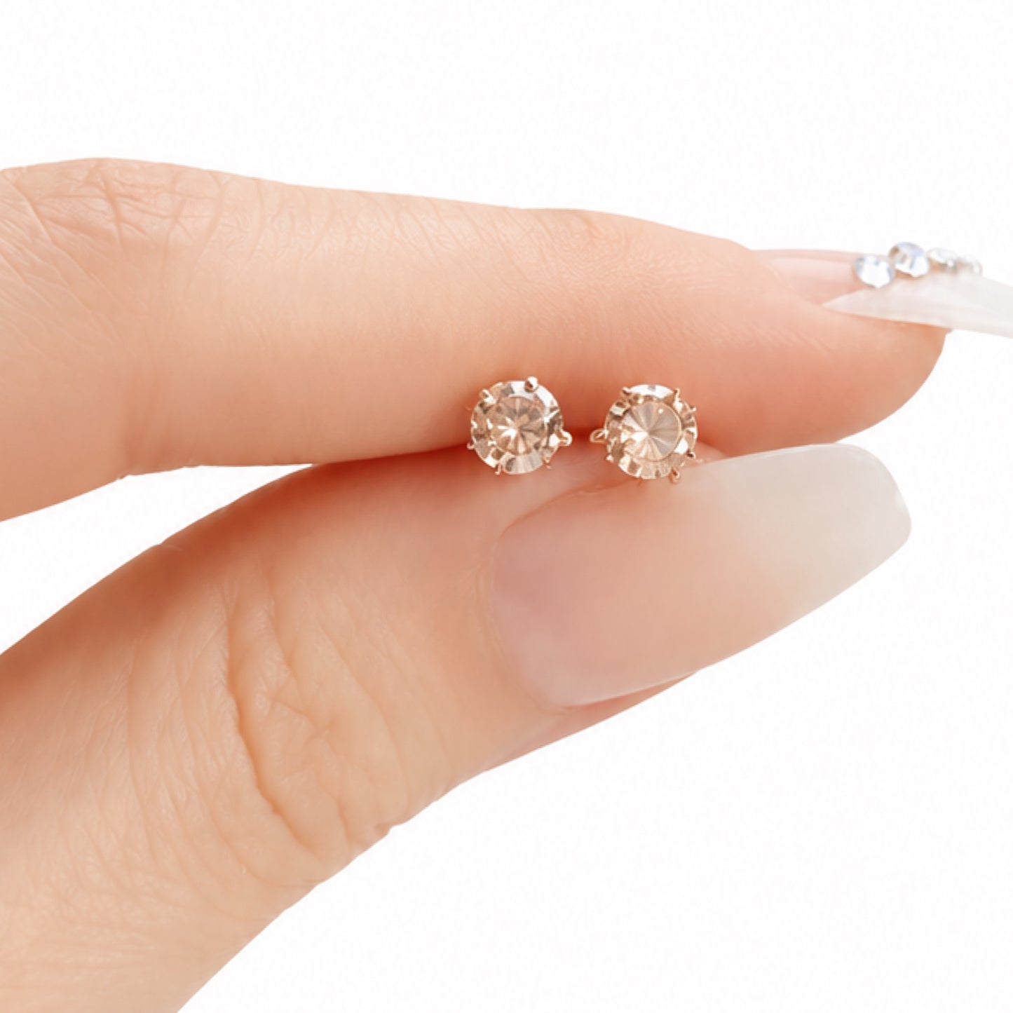 Rose Gold Pink CZ Flat Back Stud Earrings – 20G 5mm