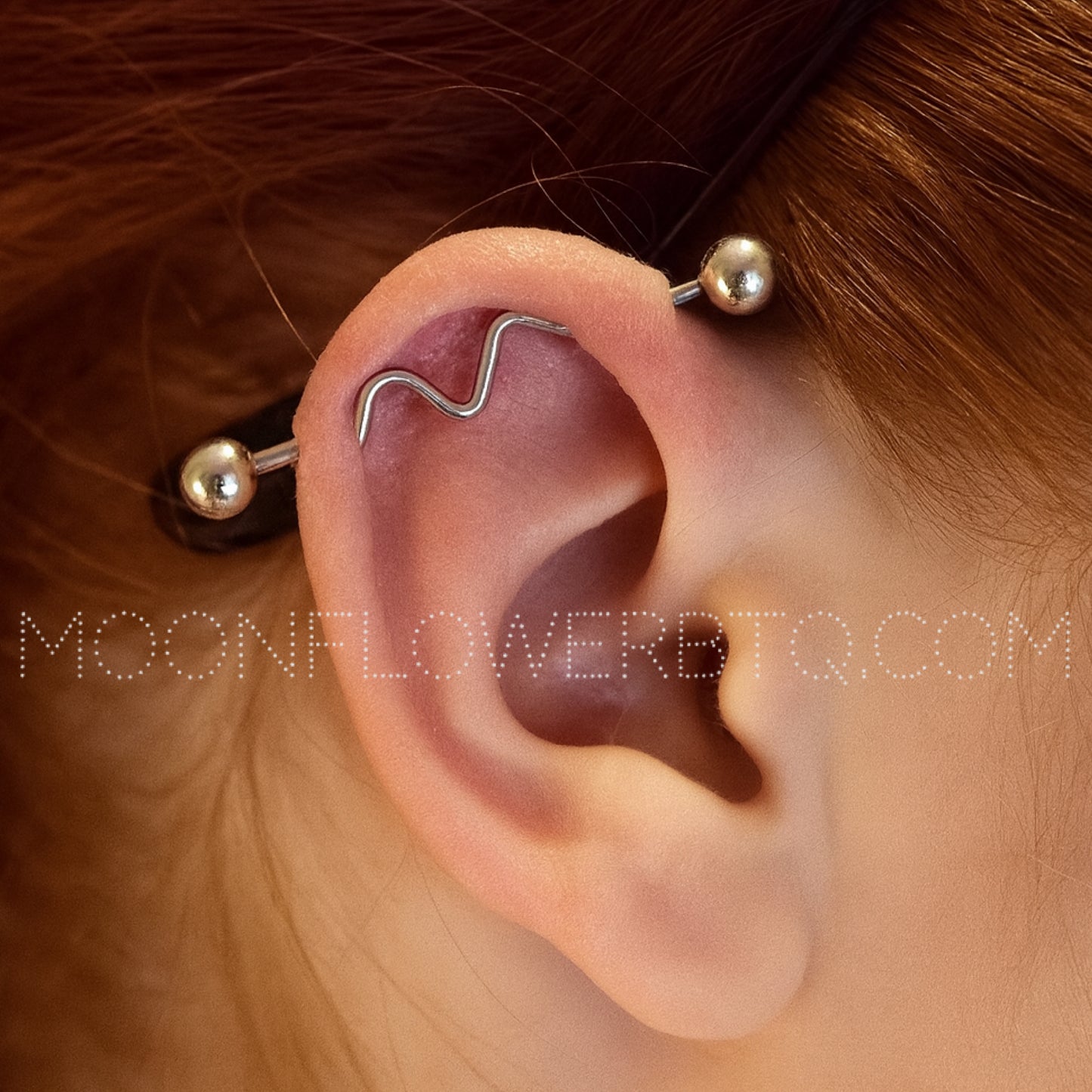 Industrial Barbell Earring | 14G Stainless Steel Zig Zag | Hypoallergenic