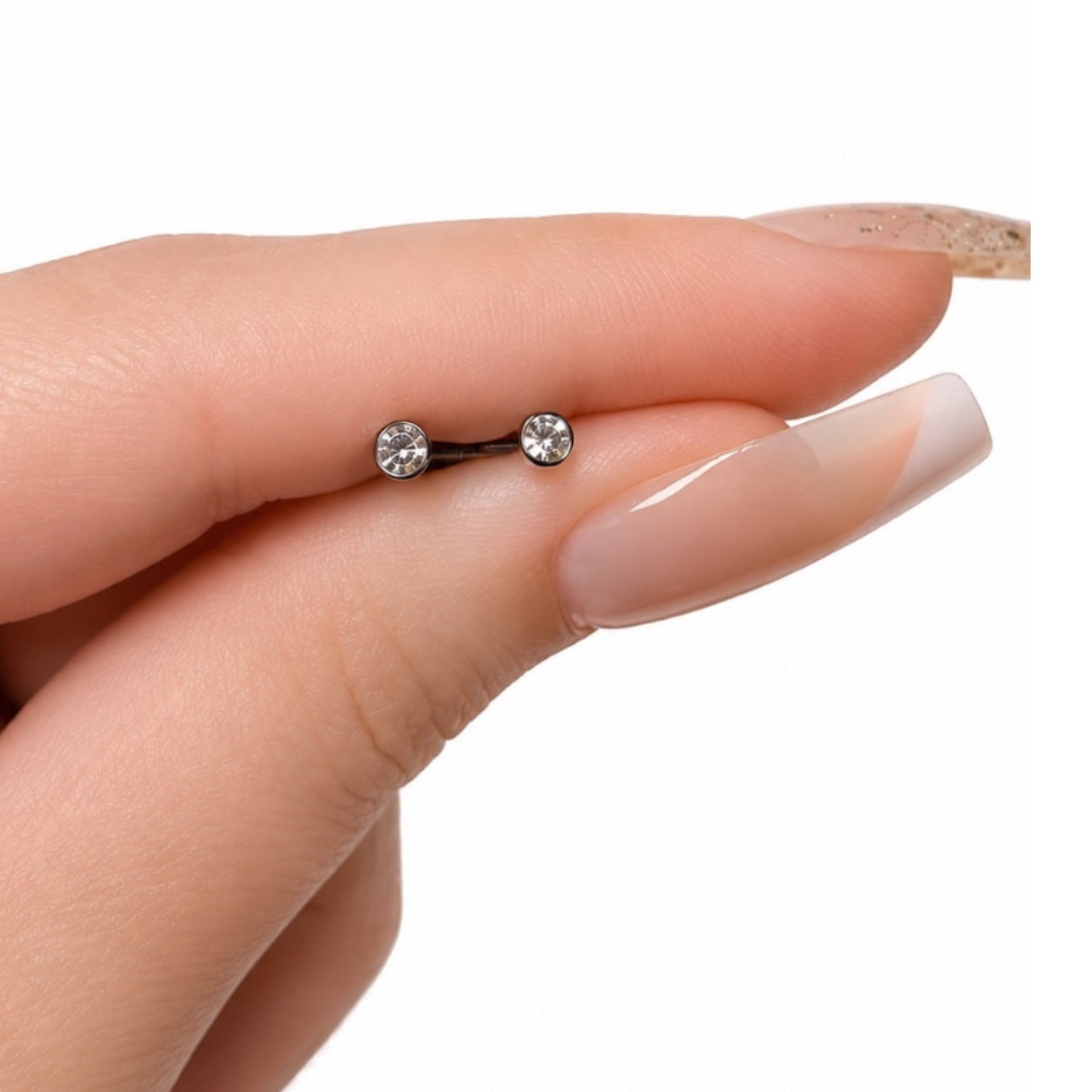 Rainbow Stainless Steel CZ Stud Earrings – Flat Back 16G